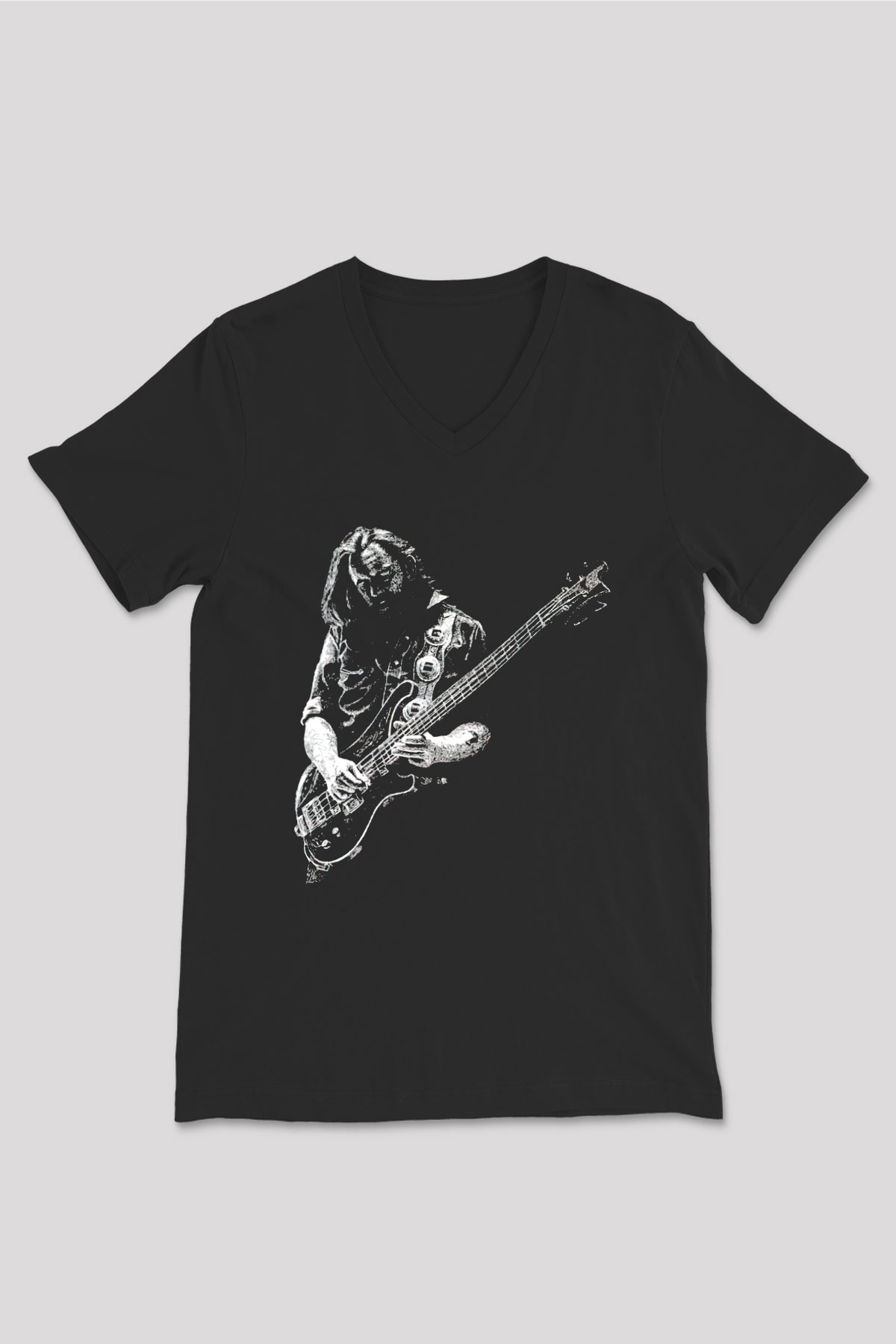 Lemmy Siyah Unisex V Yaka Tişört