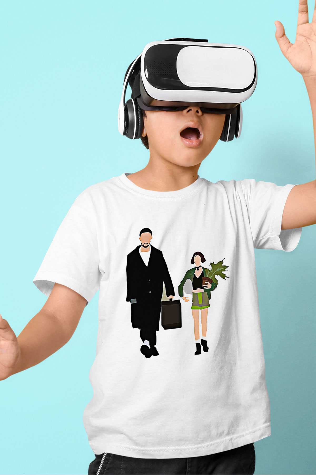 Leon Baskılı Beyaz Unisex Beyaz Çocuk Tişört - Tshirt