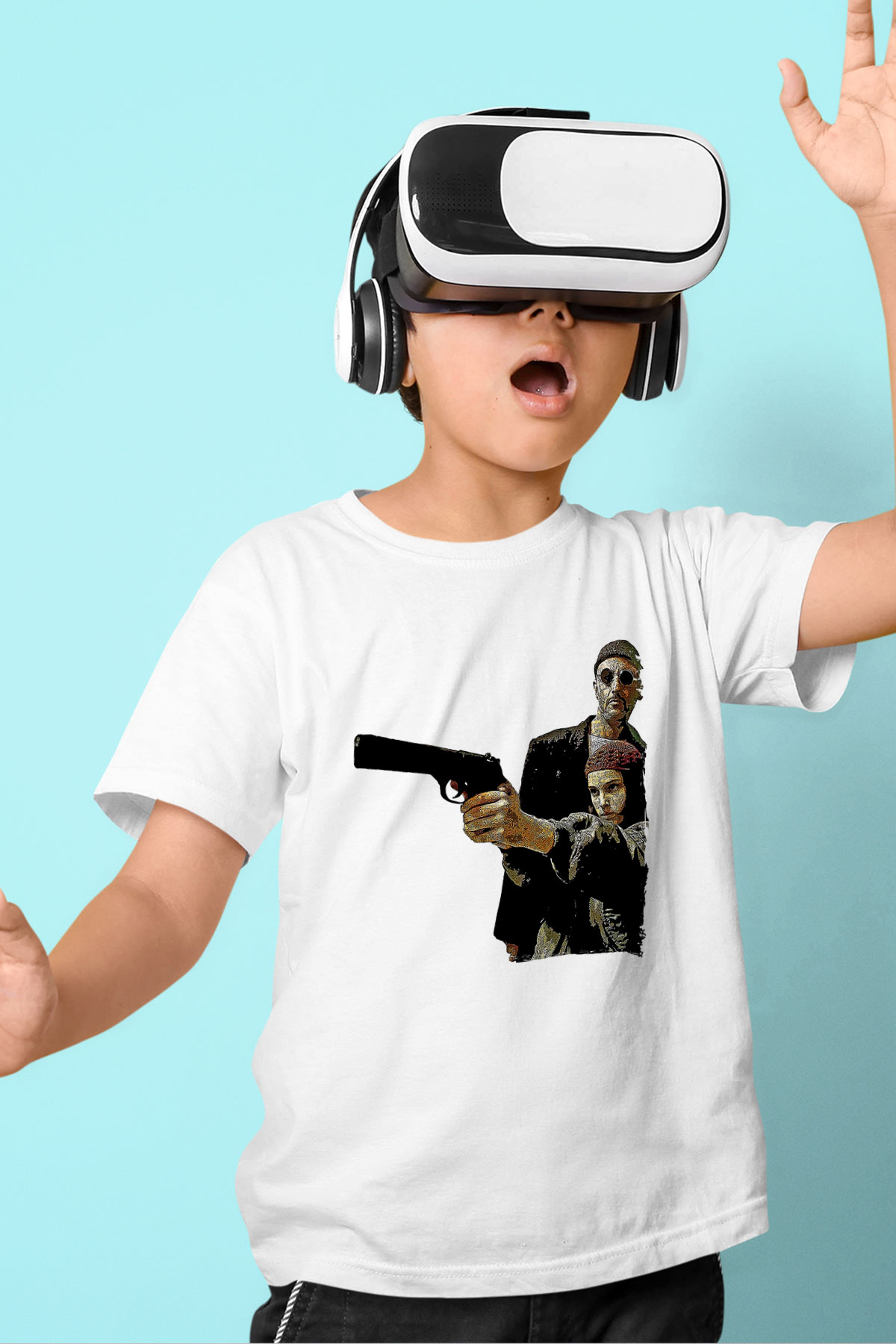 Leon Baskılı Beyaz Unisex Beyaz Çocuk Tişört - Tshirt