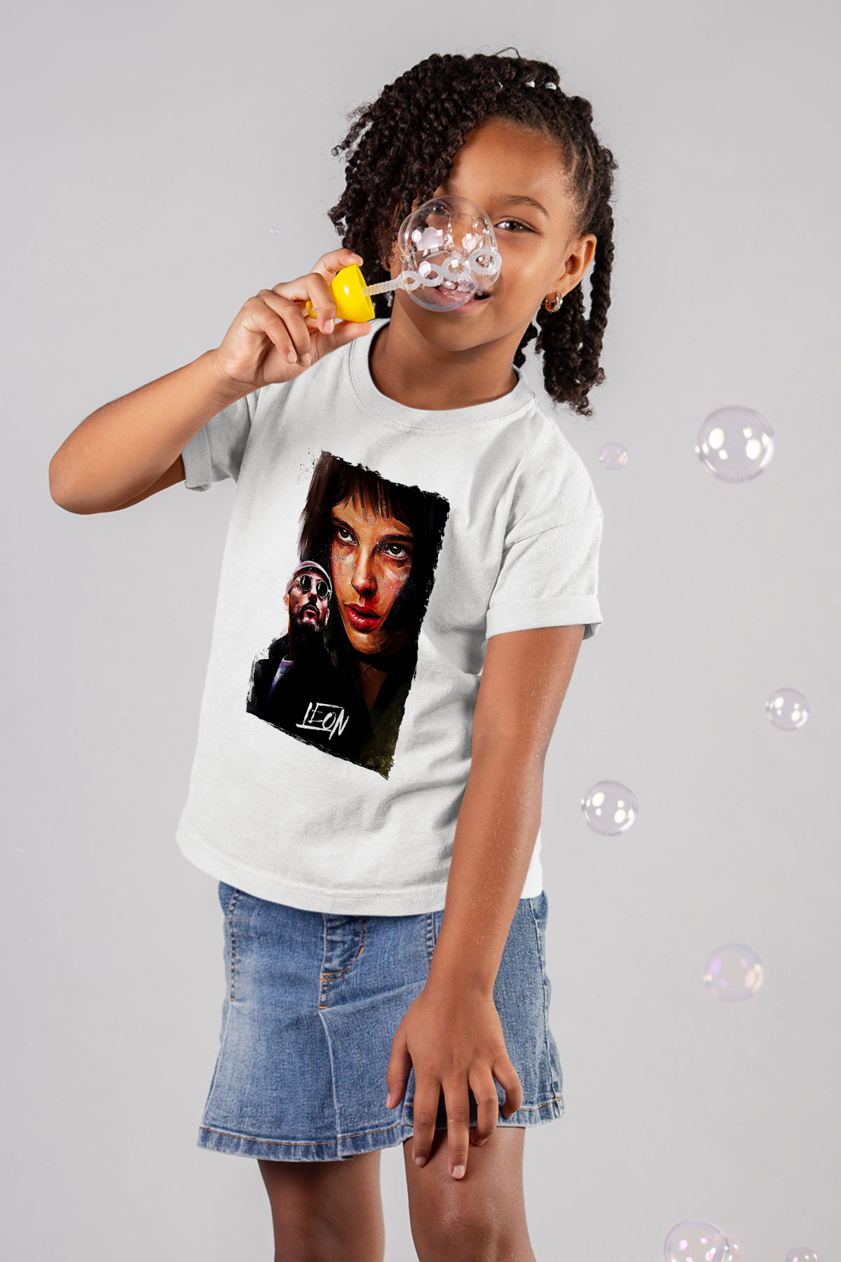 Leon Baskılı Beyaz Unisex Beyaz Çocuk Tişört - Tshirt