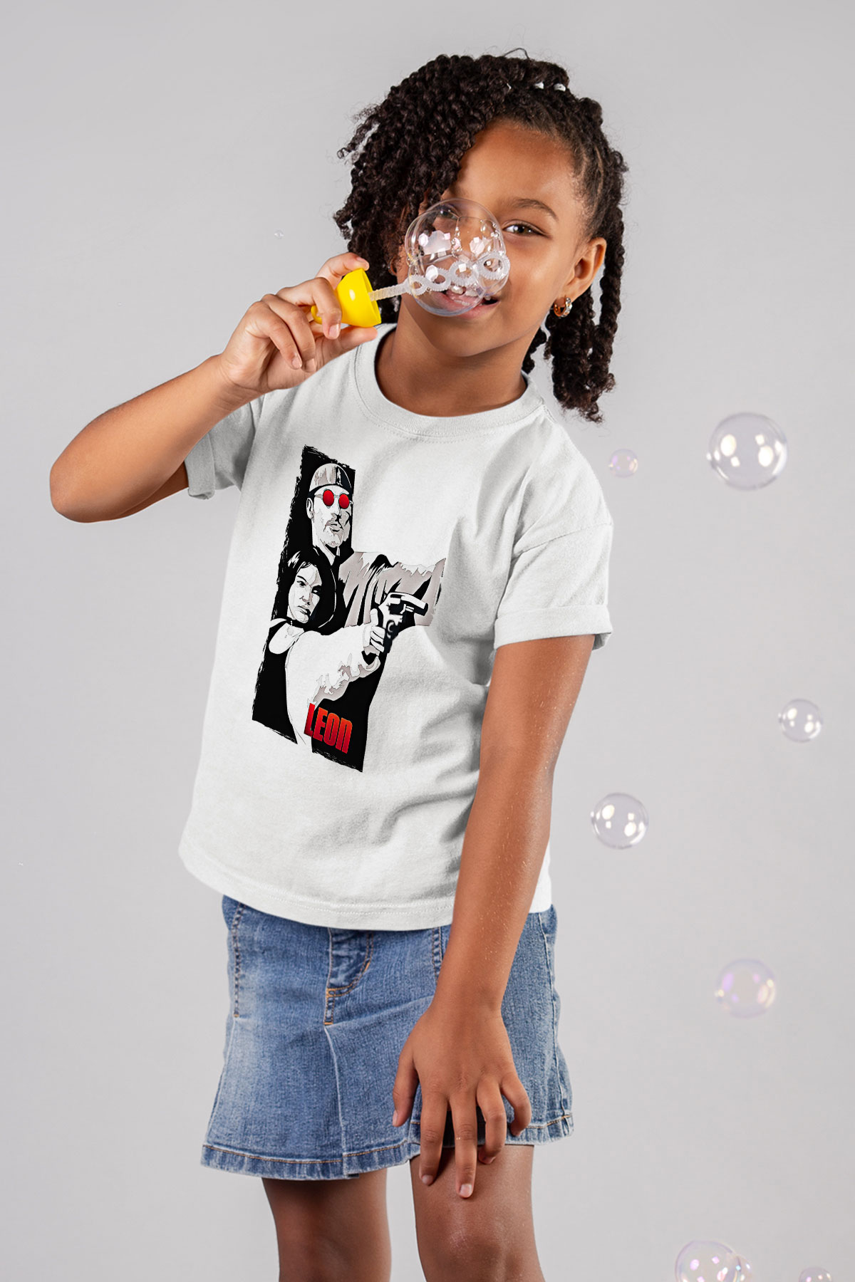 Leon Baskılı Beyaz Unisex Beyaz Çocuk Tişört - Tshirt