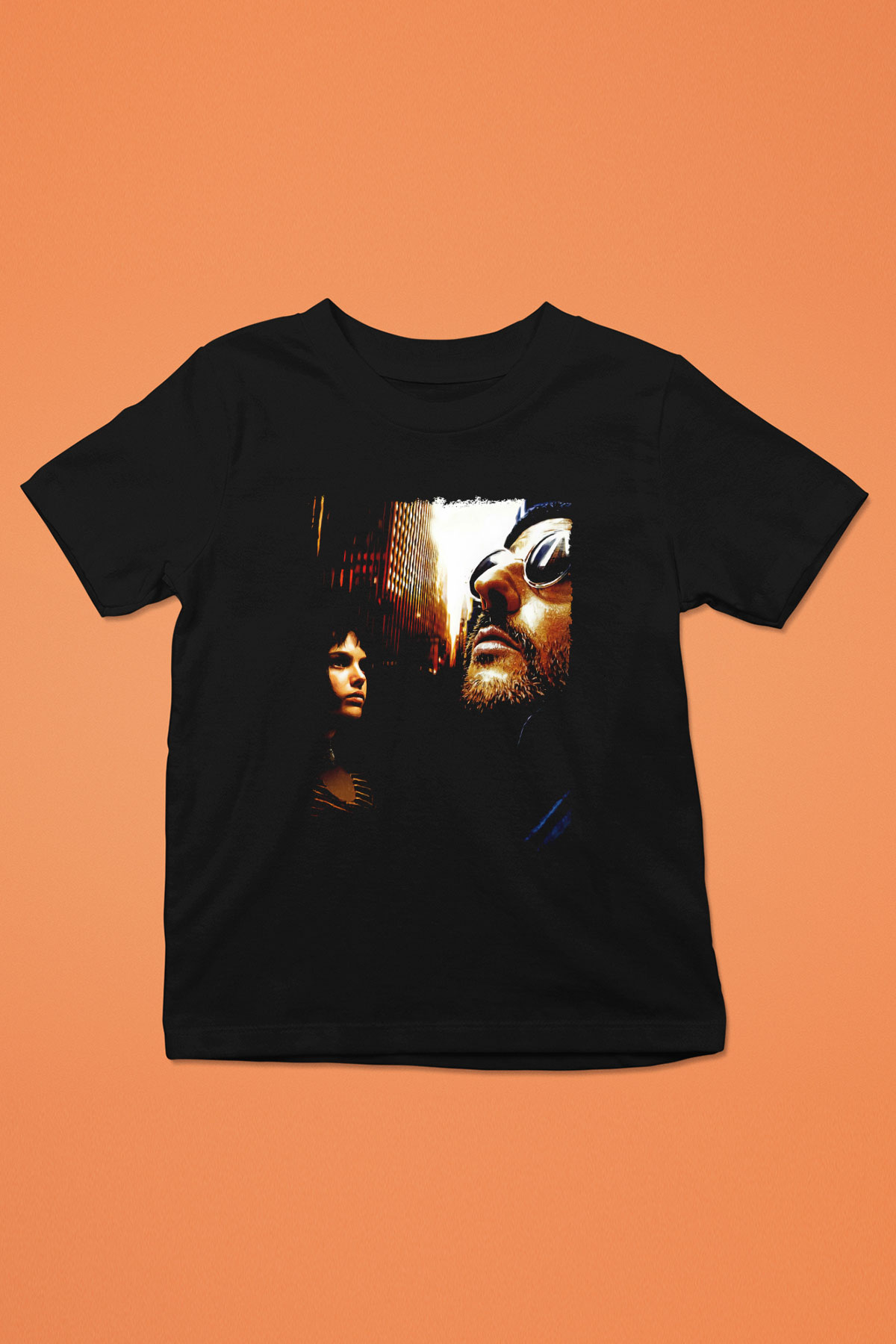 Leon Baskılı Unisex Siyah Çocuk Tişört - Tshirt