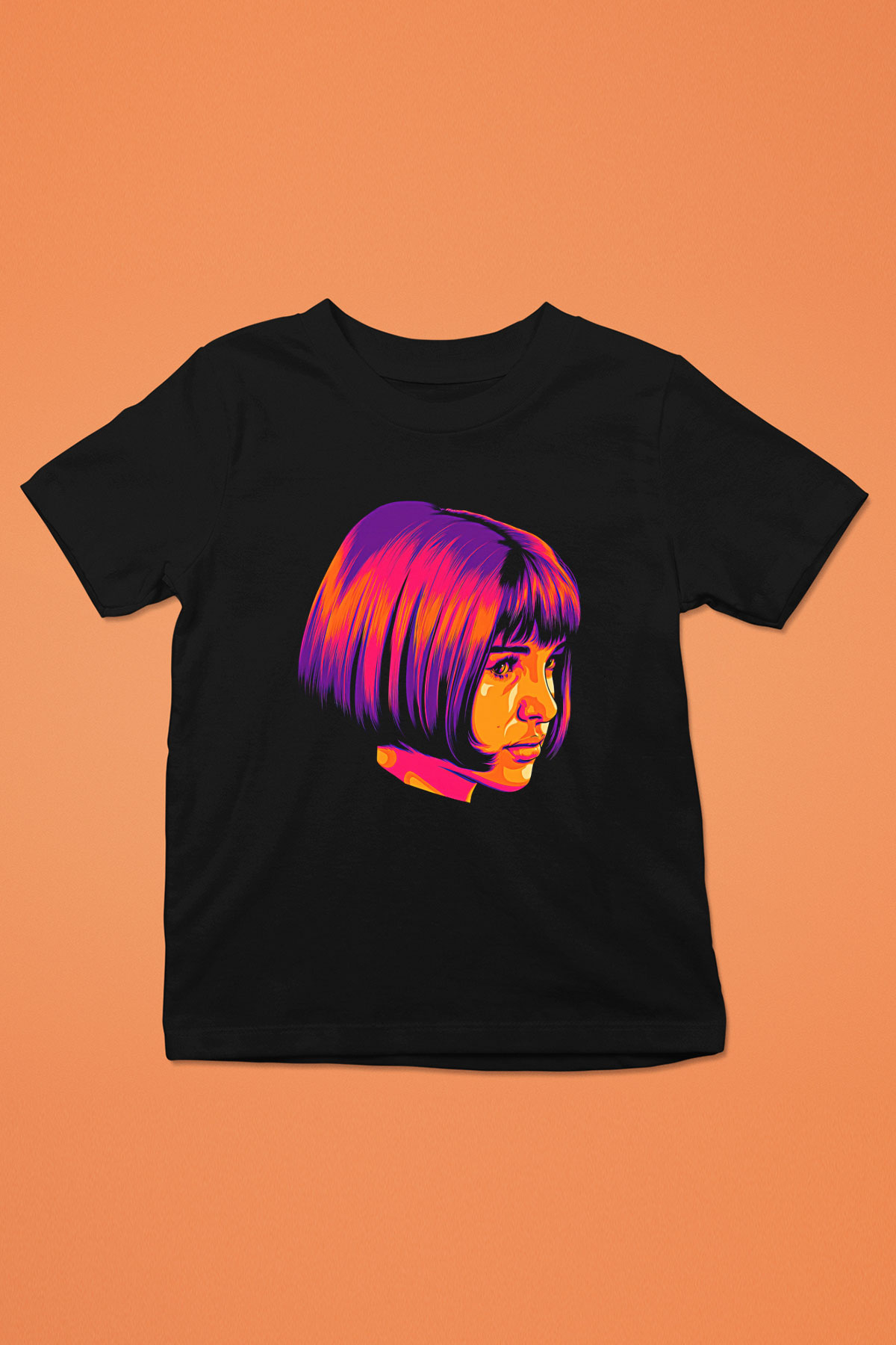 Leon Baskılı Unisex Siyah Çocuk Tişört - Tshirt