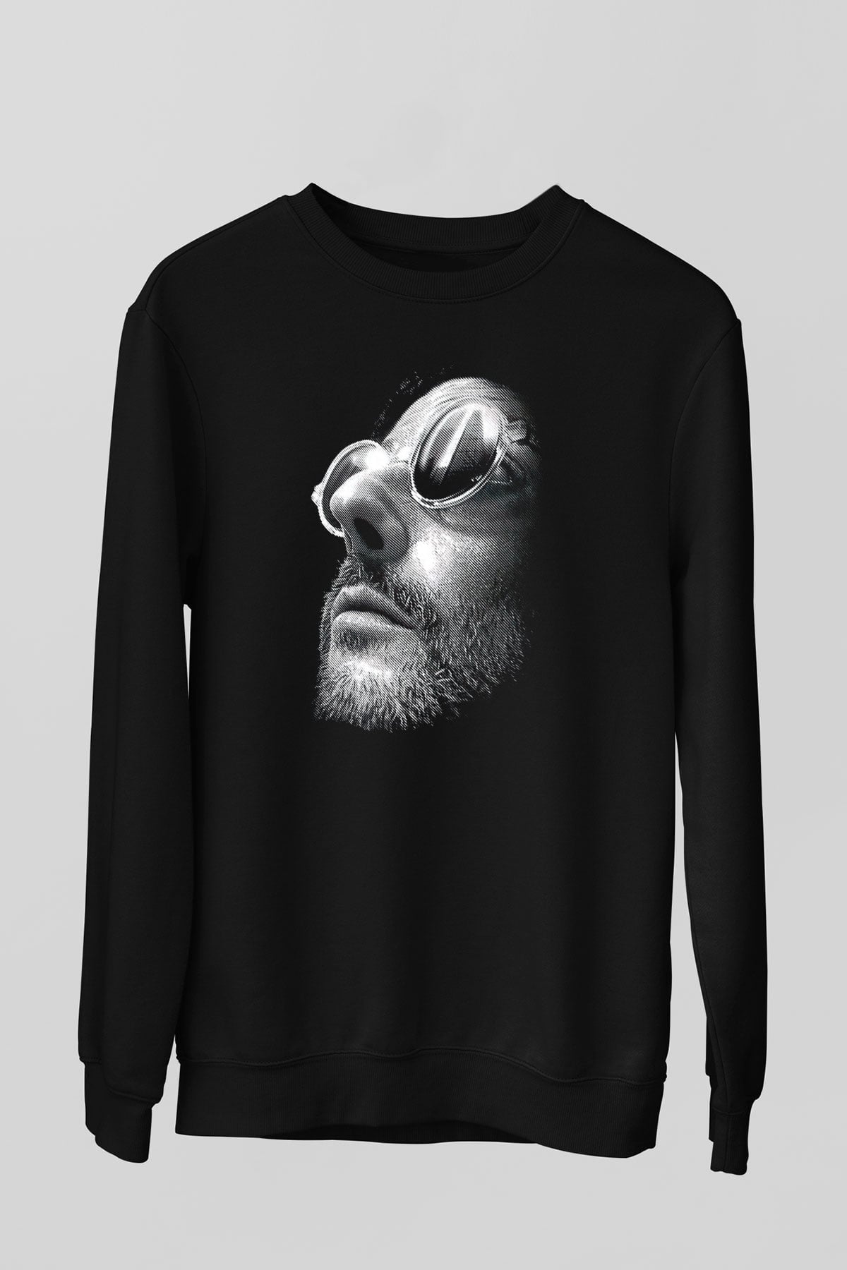 Leon Baskılı Unisex Siyah Sweatshirt