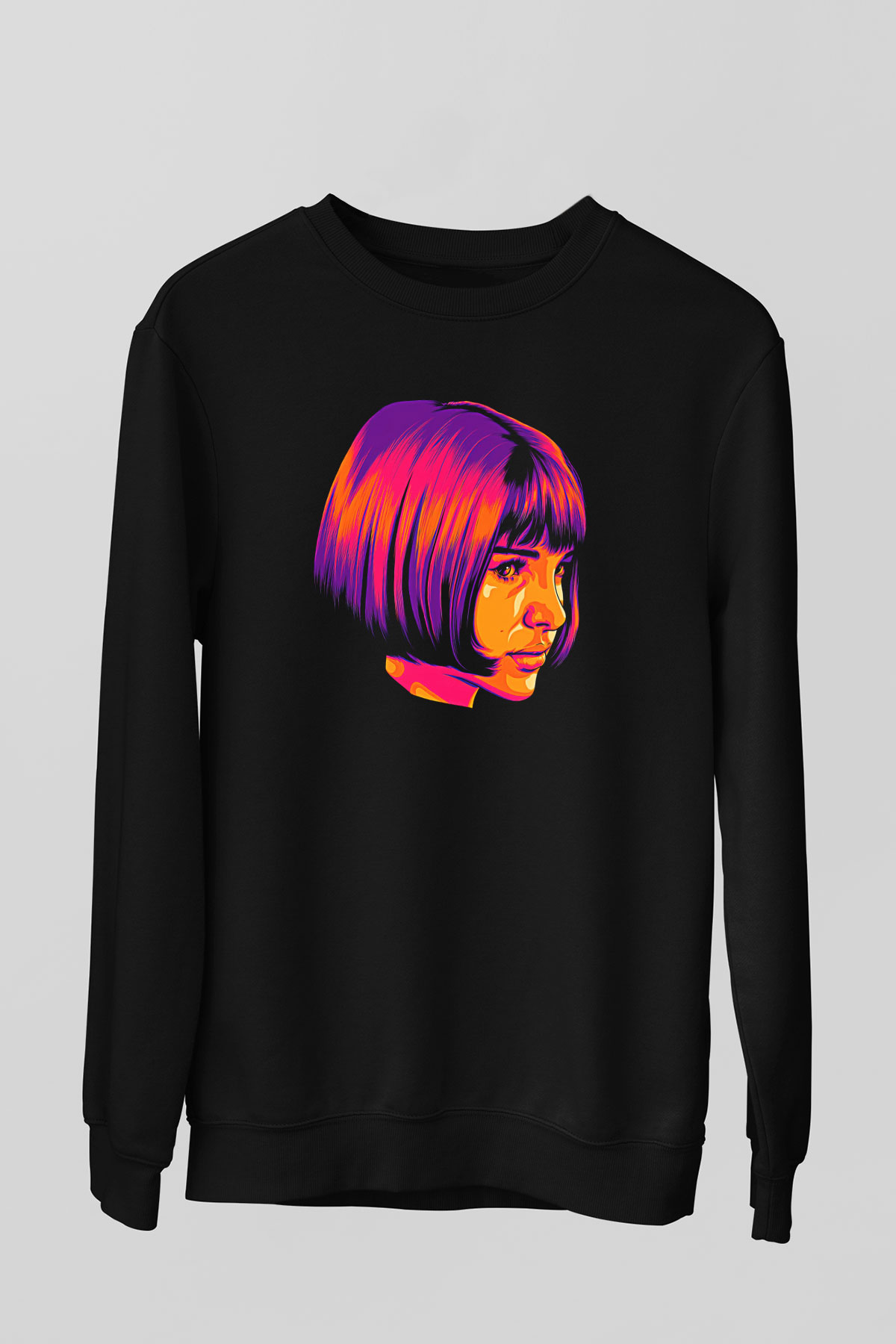 Leon Baskılı Unisex Siyah Sweatshirt