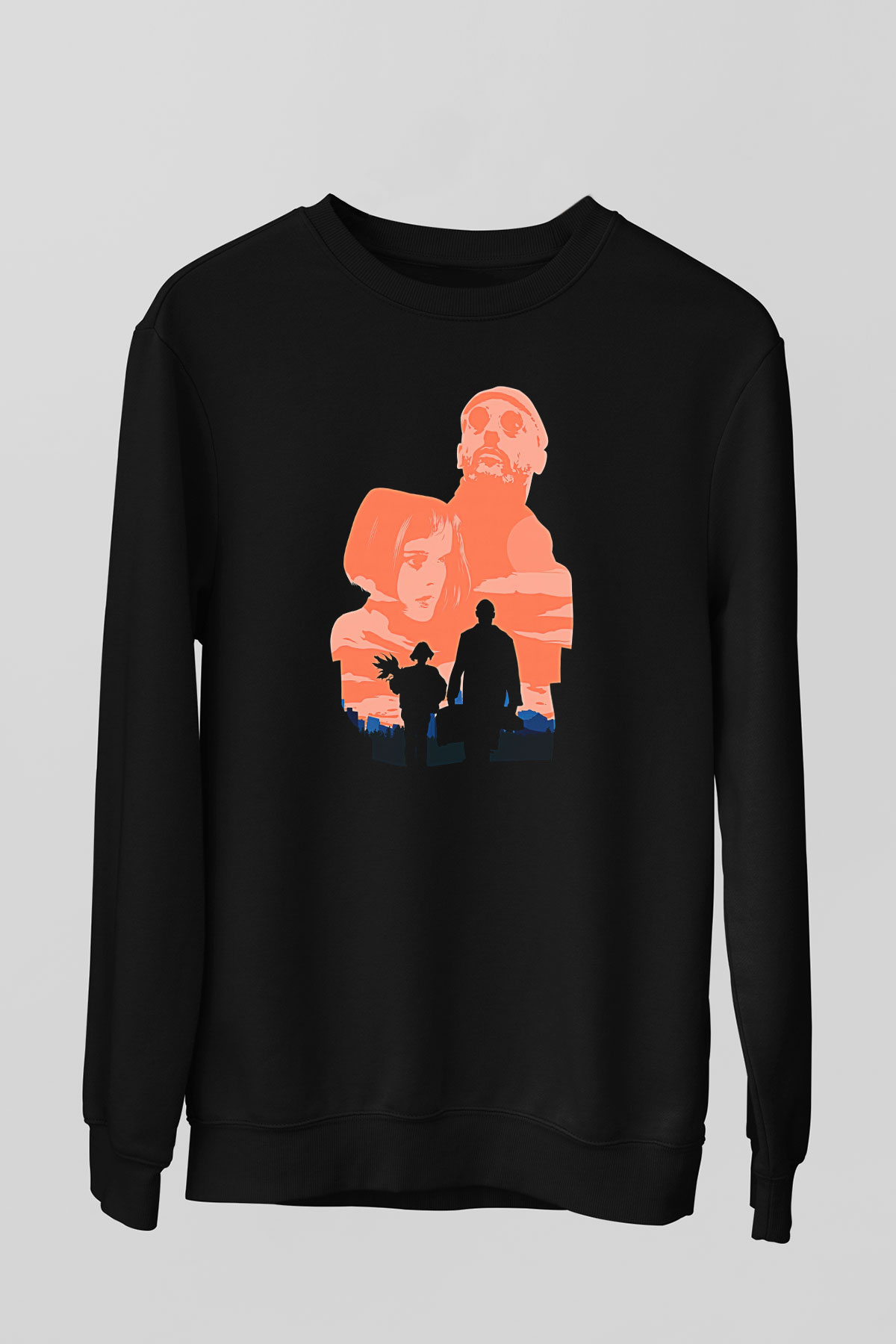 Leon Baskılı Unisex Siyah Sweatshirt