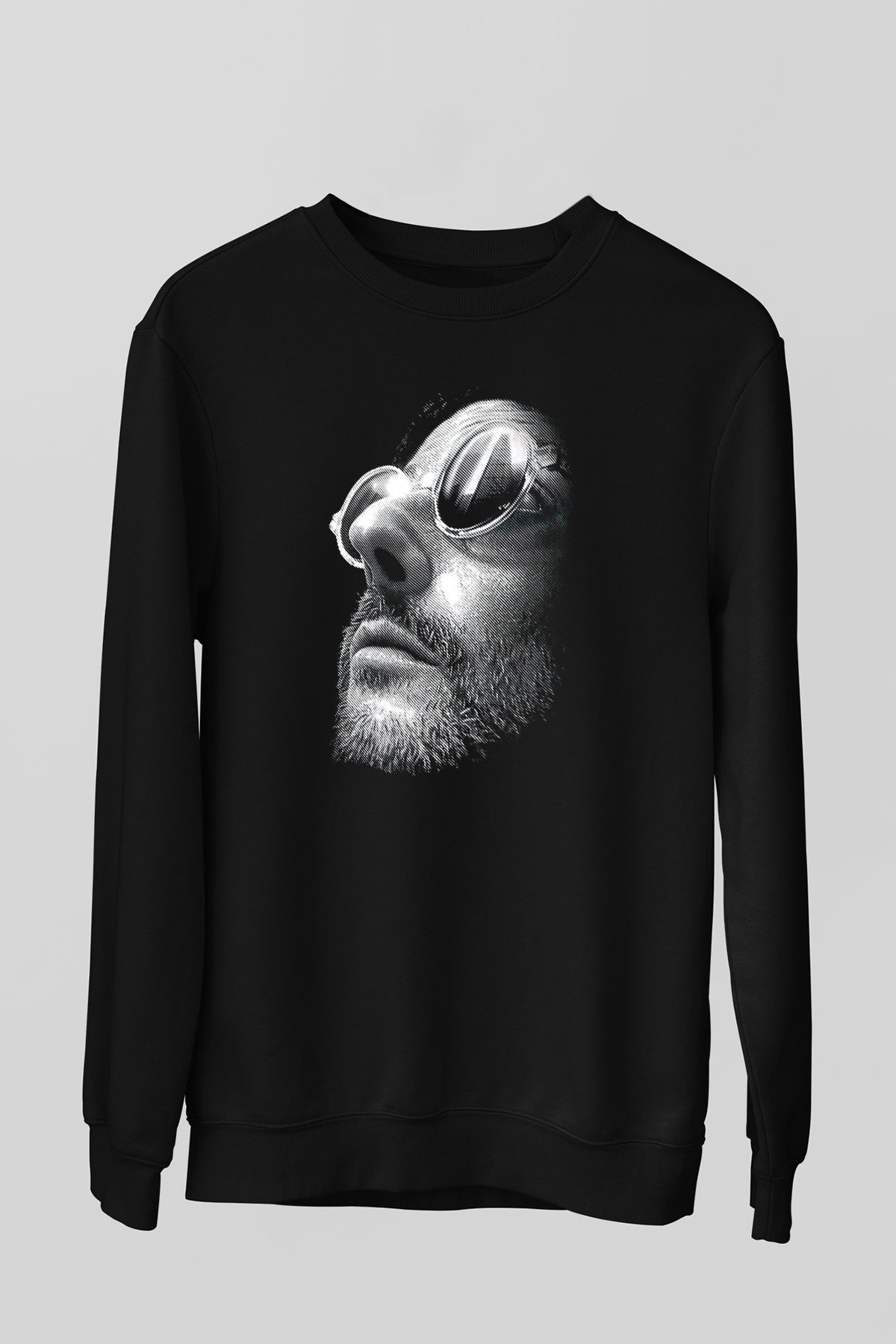 Leon Baskılı Unisex Siyah Sweatshirt
