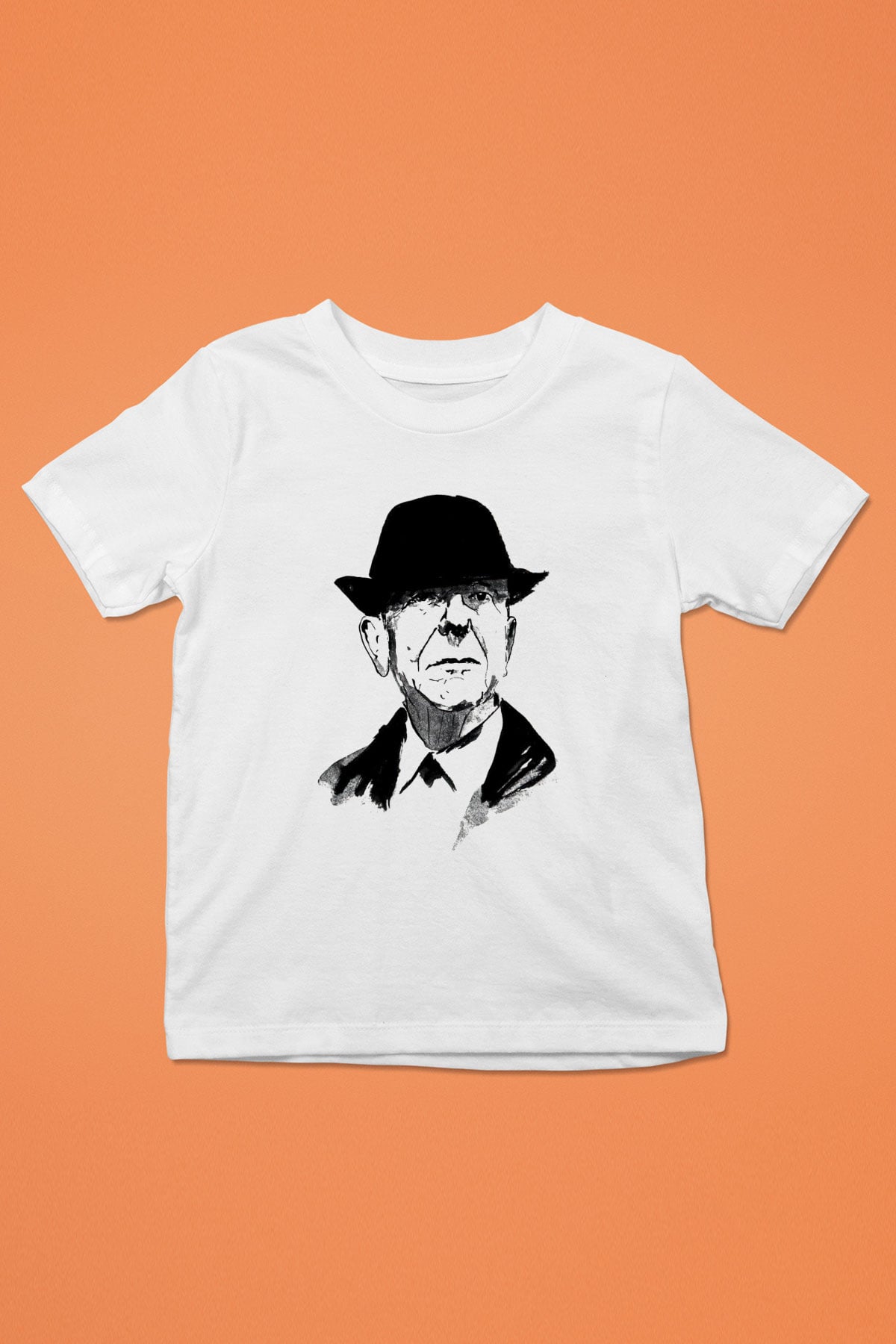 Leonard Cohen Baskılı Beyaz Unisex Beyaz Çocuk Tişört - Tshirt