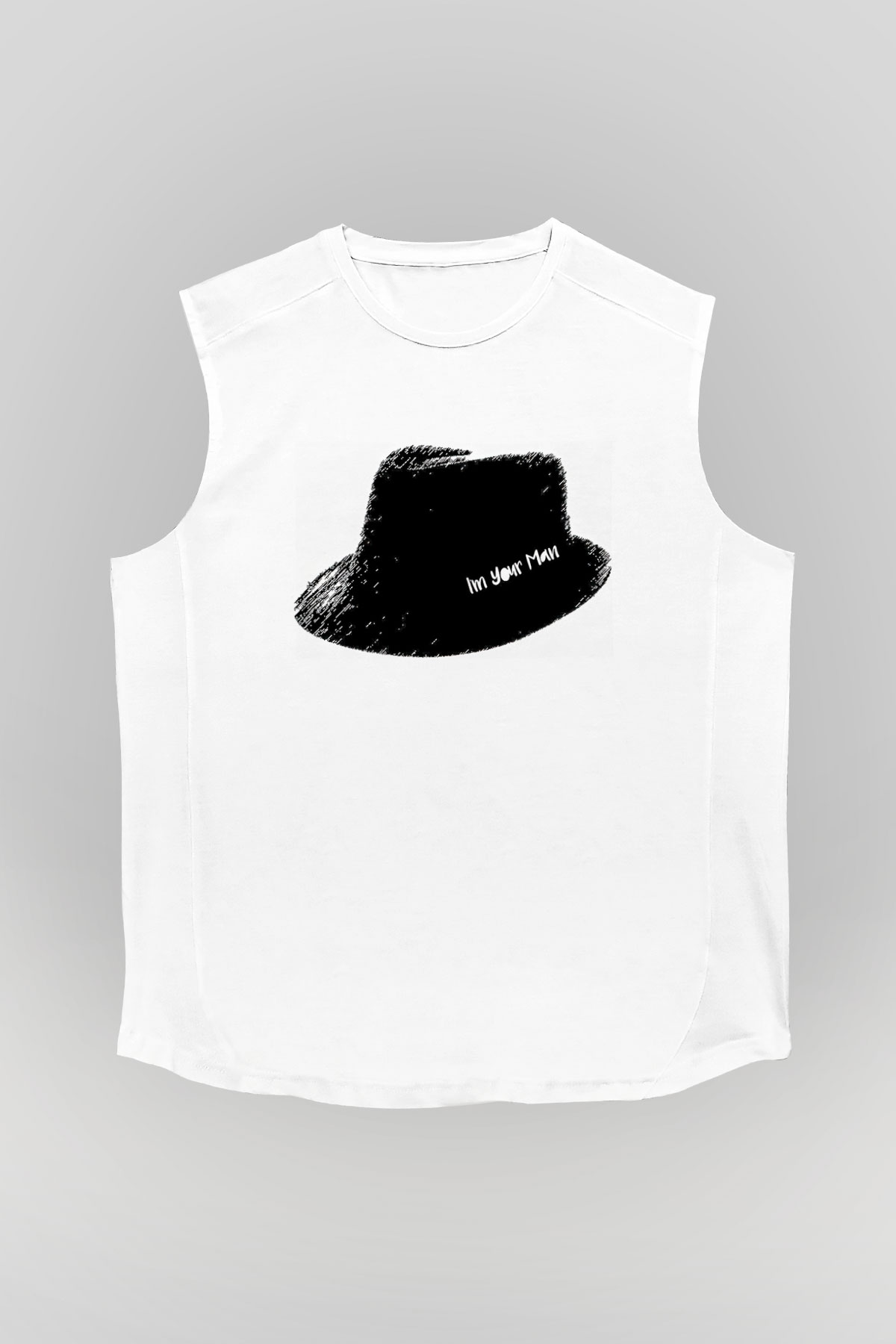 Leonard Cohen Baskılı Beyaz Unisex Kolsuz Tişört - Tshirt