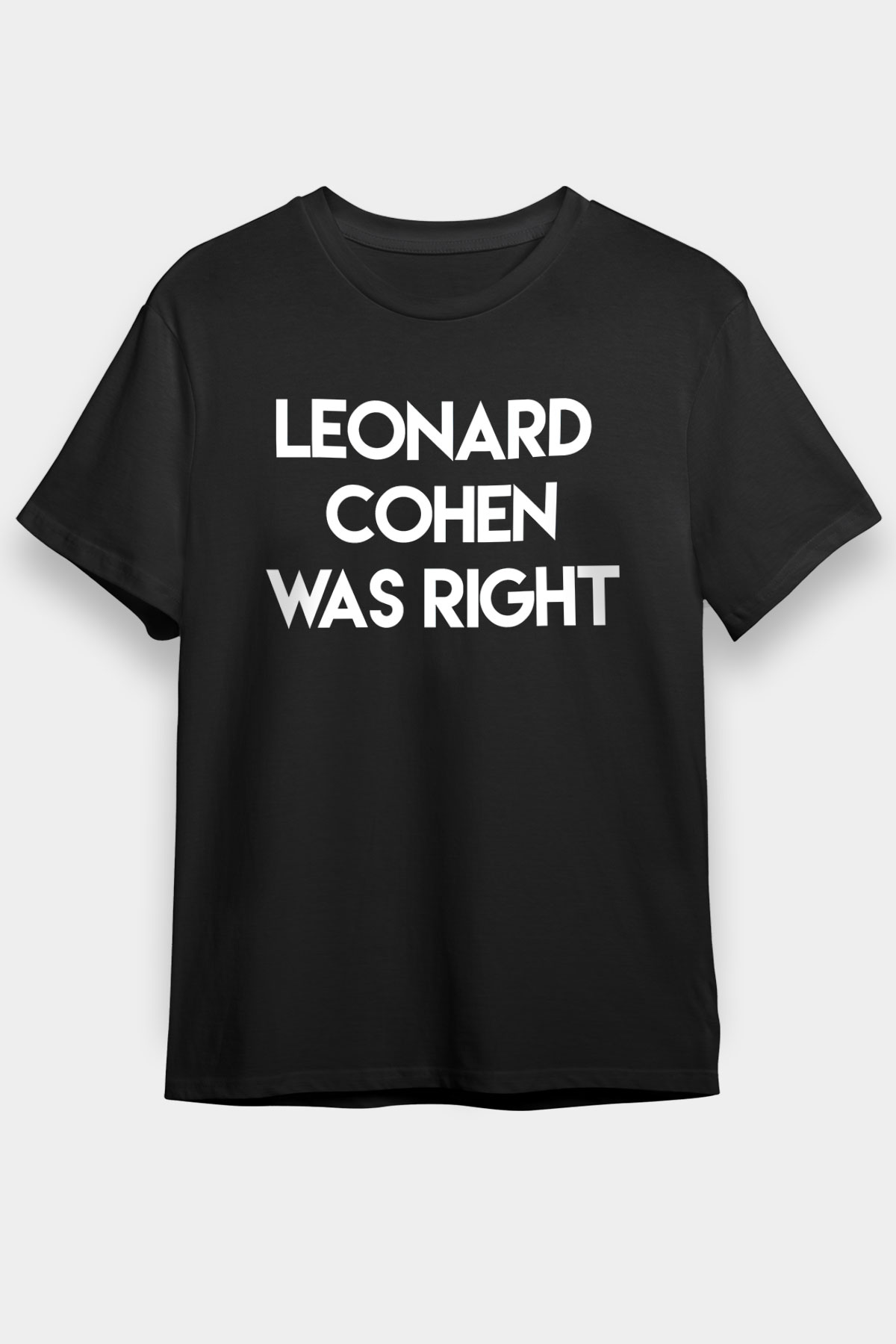 Leonard Cohen Baskılı Unisex Siyah Tişört - Tshirt
