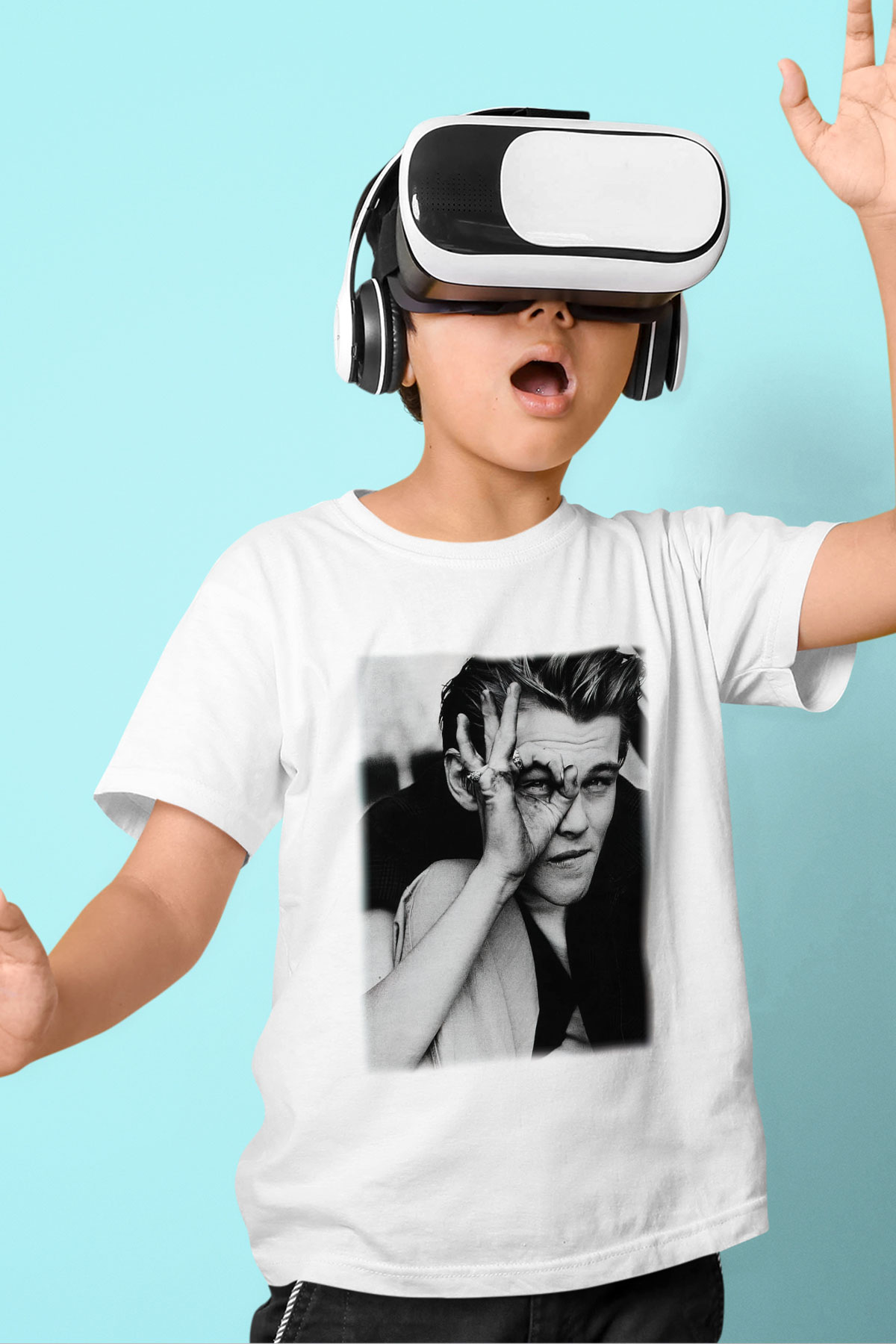 Leonardo DiCaprio Baskılı Beyaz Unisex Çocuk Tişört