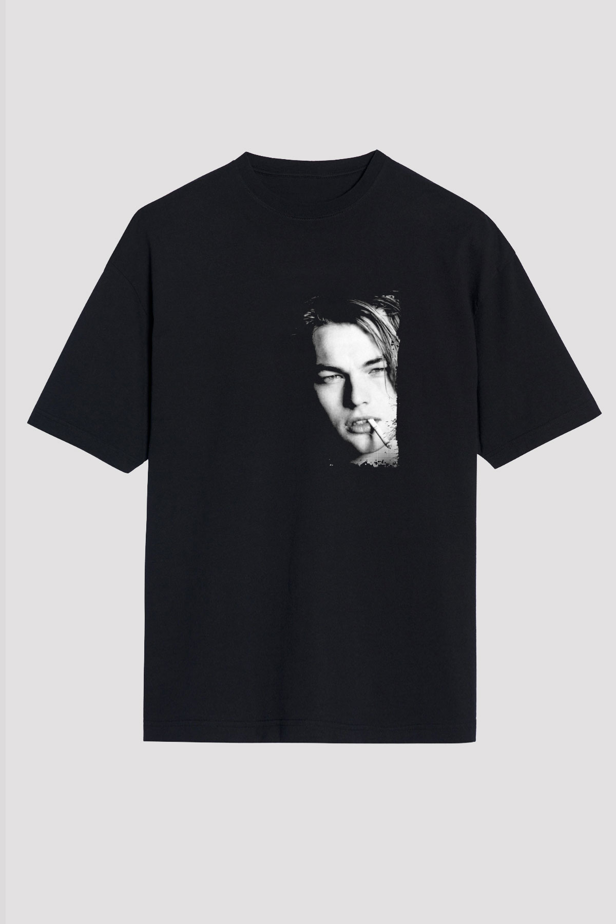 Leonardo DiCaprio Baskılı Unisex Siyah Oversize Tişört