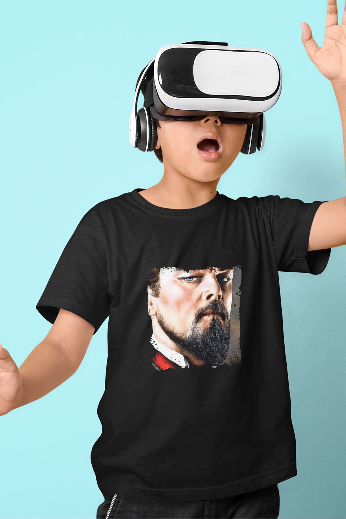 Leonardo DiCaprio Baskılı Unisex Siyah Çocuk Tişört