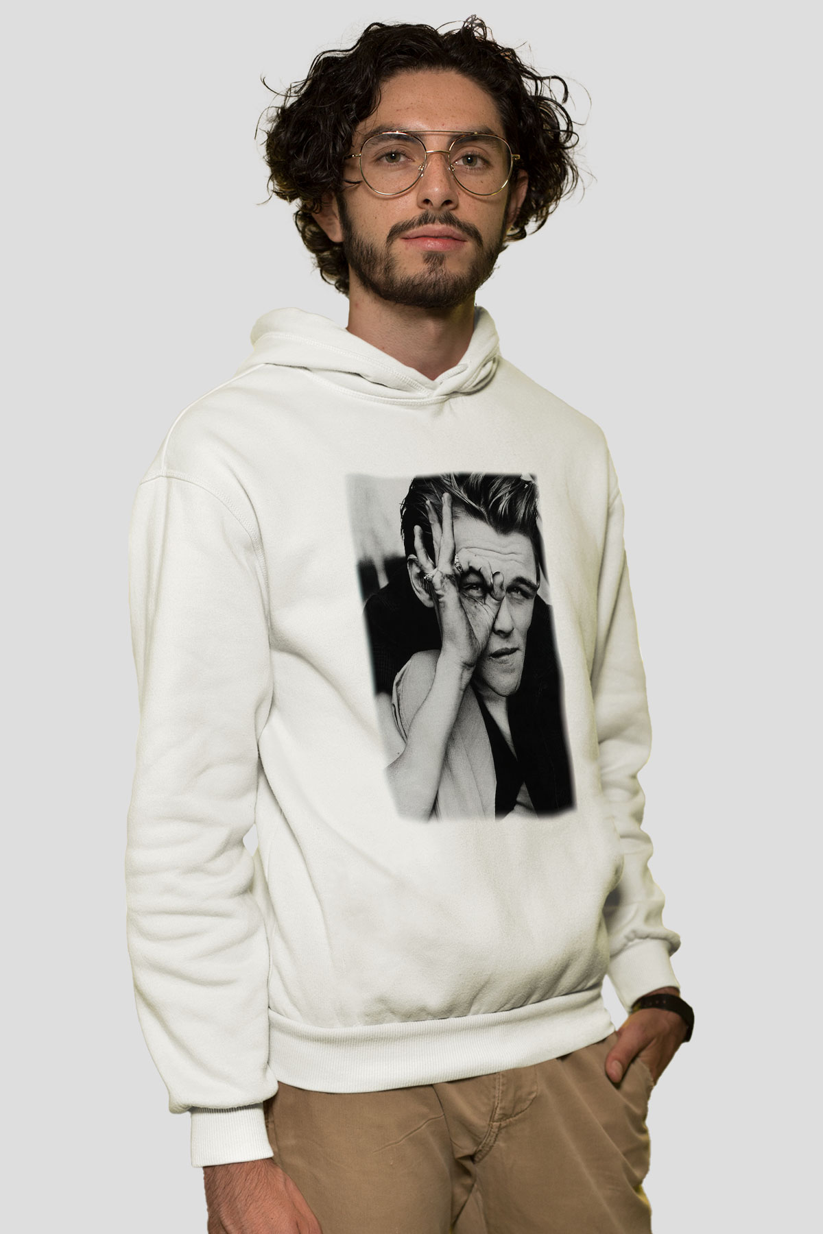 Leonardo DiCaprio Beyaz Unisex Kapşonlu Sweatshirt