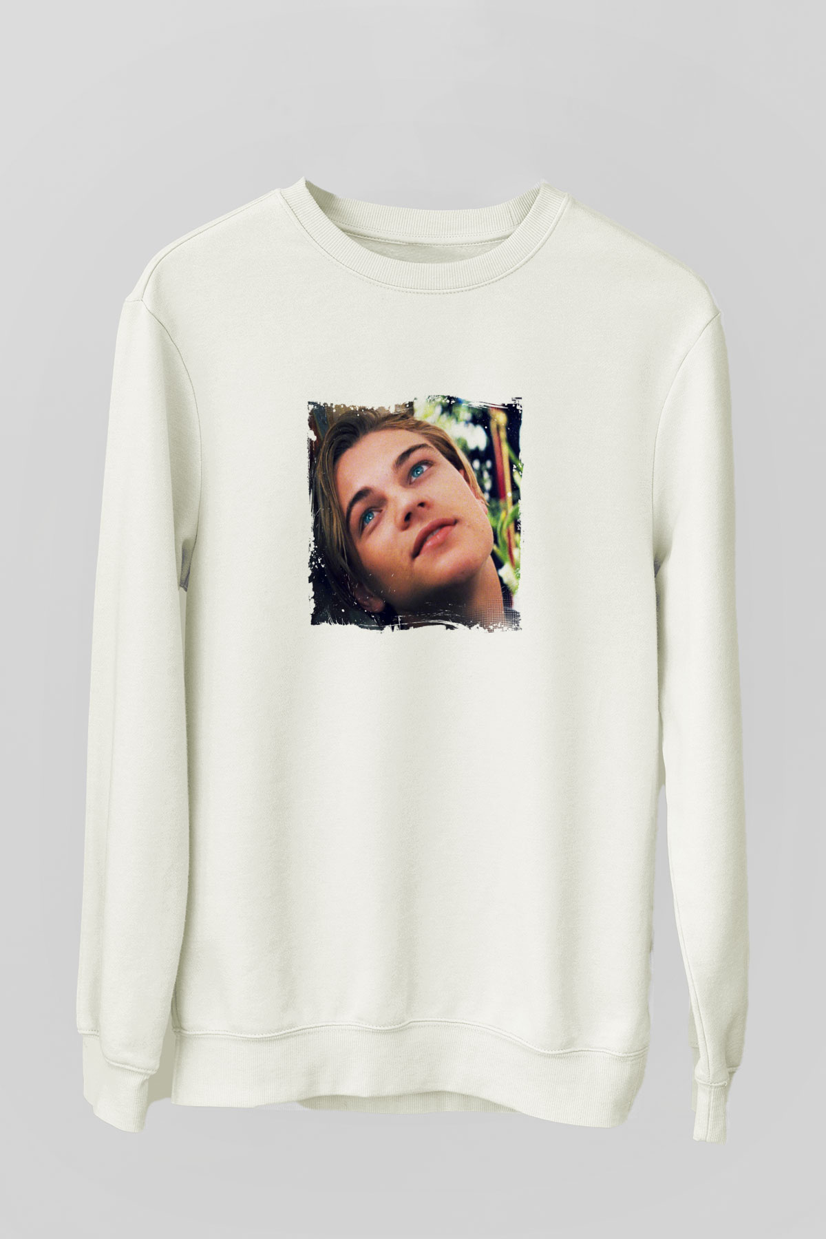 Leonardo DiCaprio Unisex Baskılı Beyaz Sweatshirt