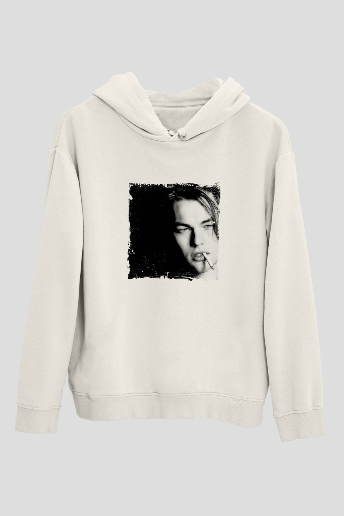 Leonardo DiCaprio Unisex Baskılı Beyaz Kapüşonlu Sweatshirt