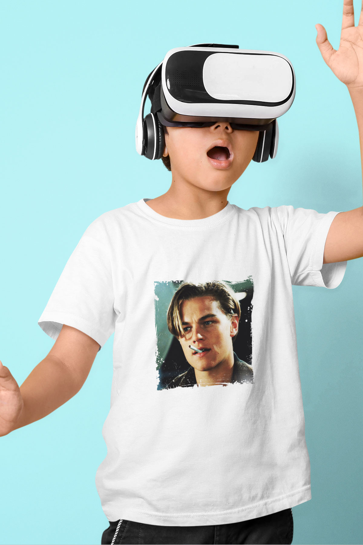 Leonardo DiCaprio Unisex Baskılı Beyaz Çocuk Tişört