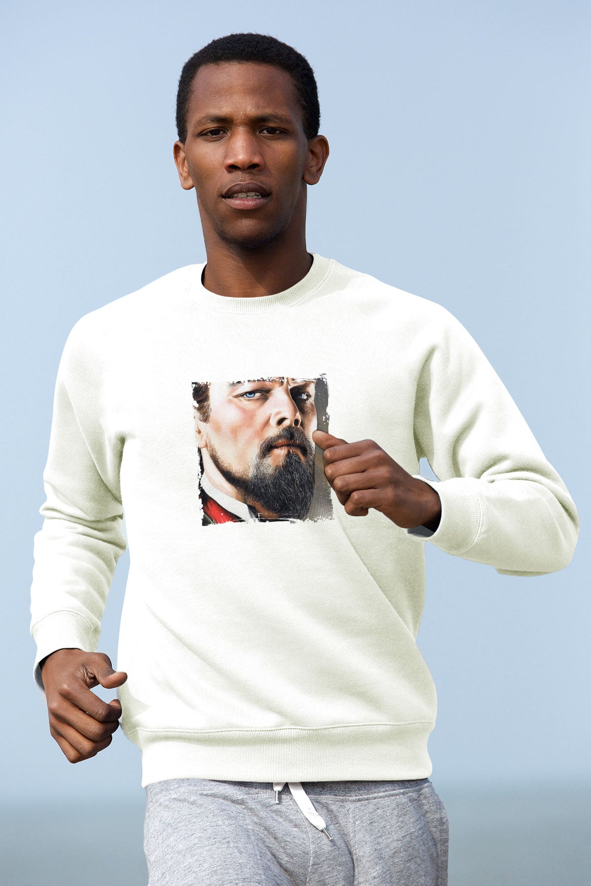 Leonardo DiCaprio Unisex Baskılı Beyaz Sweatshirt