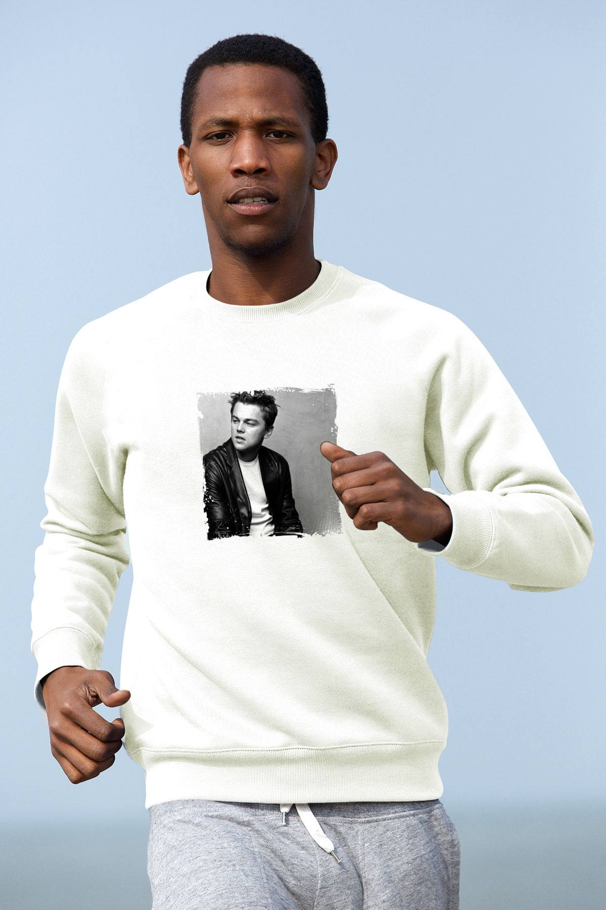 Leonardo DiCaprio Unisex Baskılı Beyaz Sweatshirt