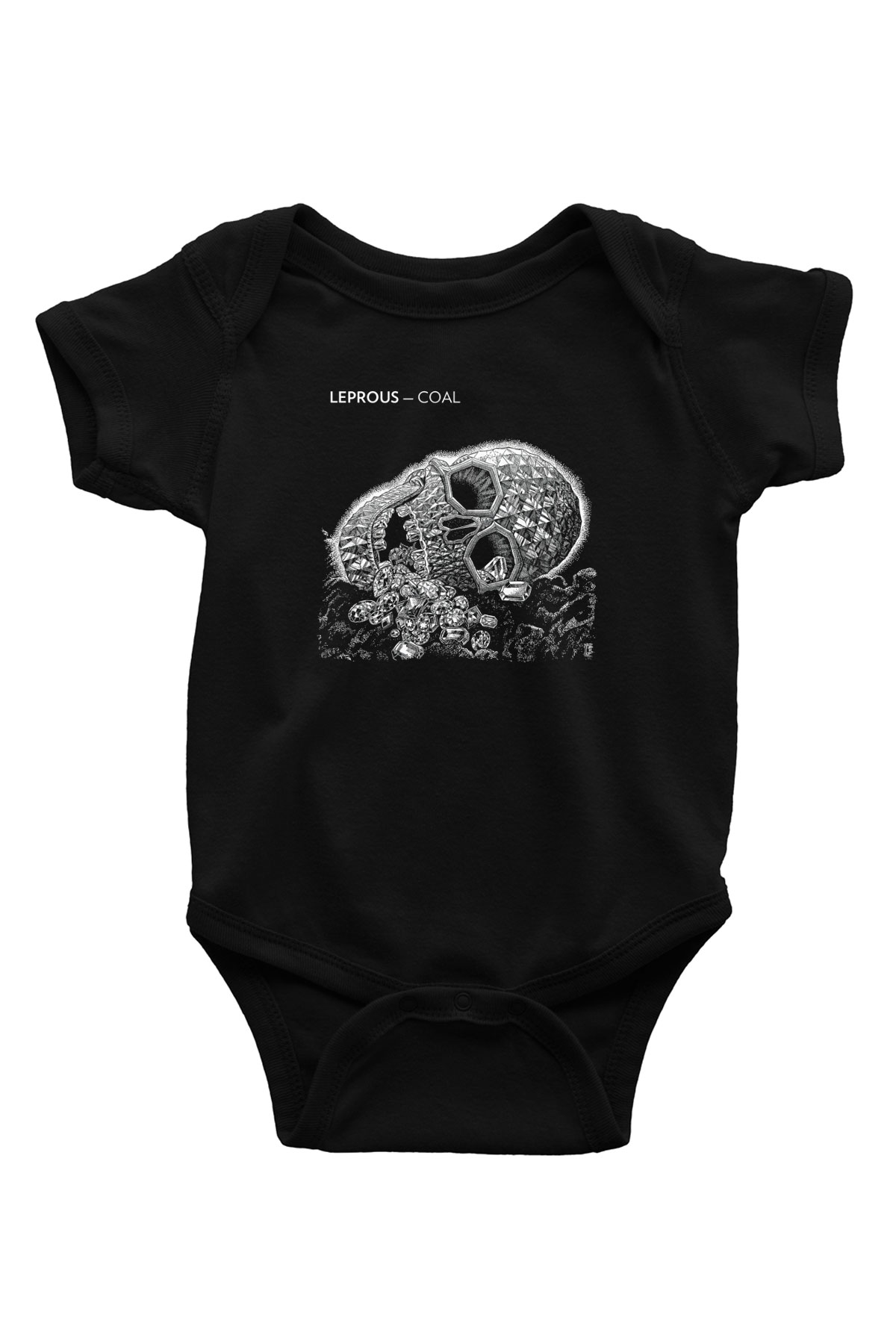 Leprous Baskılı Unisex Siyah Bebek Body - Zıbın