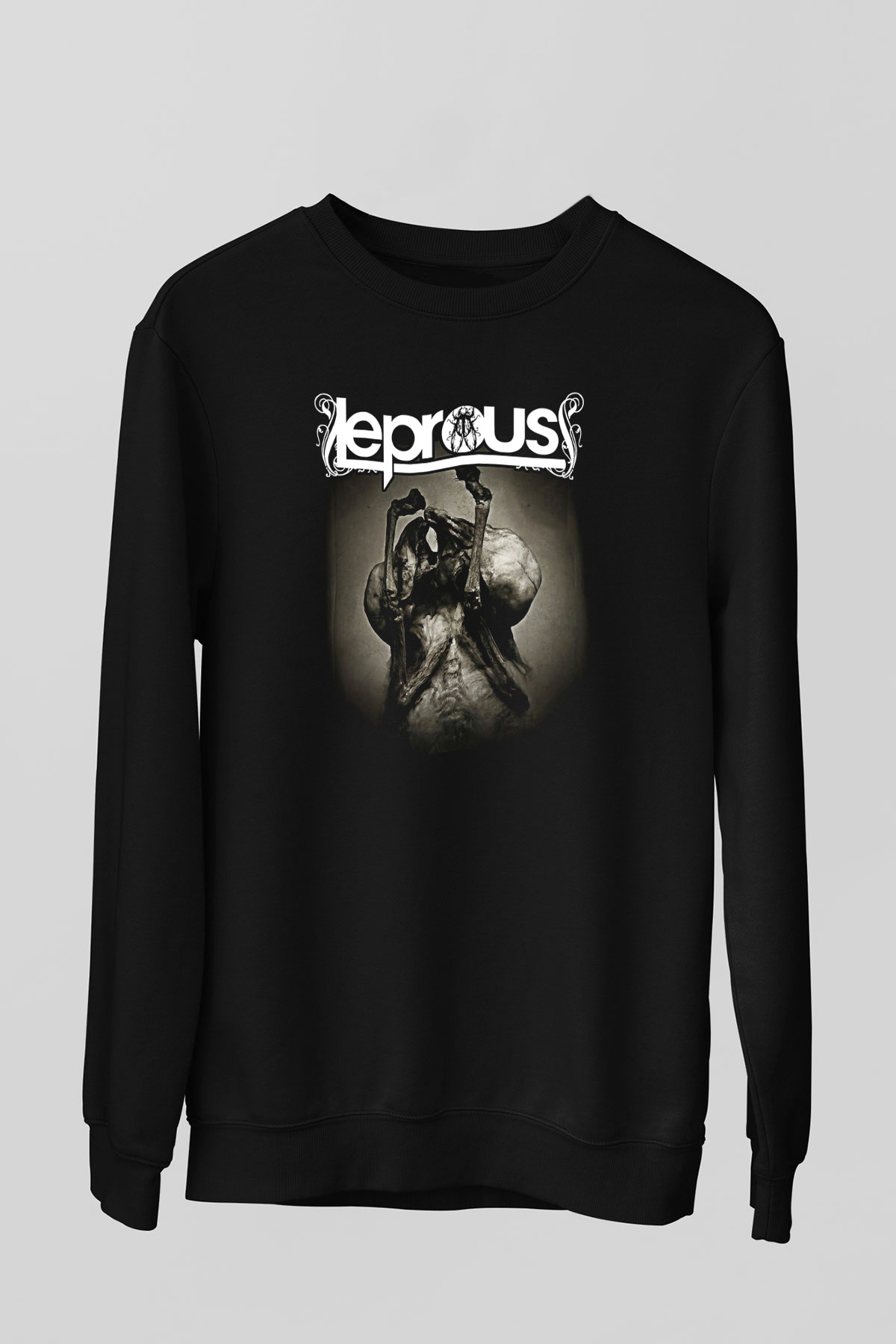 Leprous Baskılı Unisex Siyah Sweatshirt