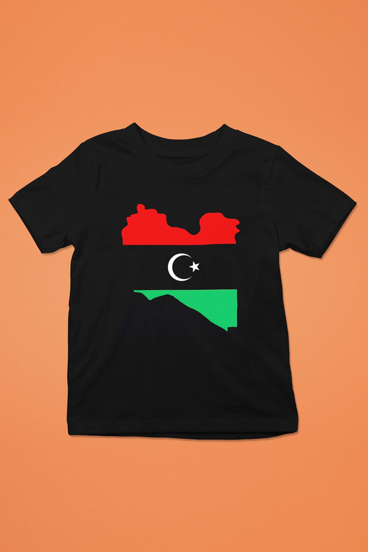Libya Baskılı Siyah Unisex Çocuk Tişört
