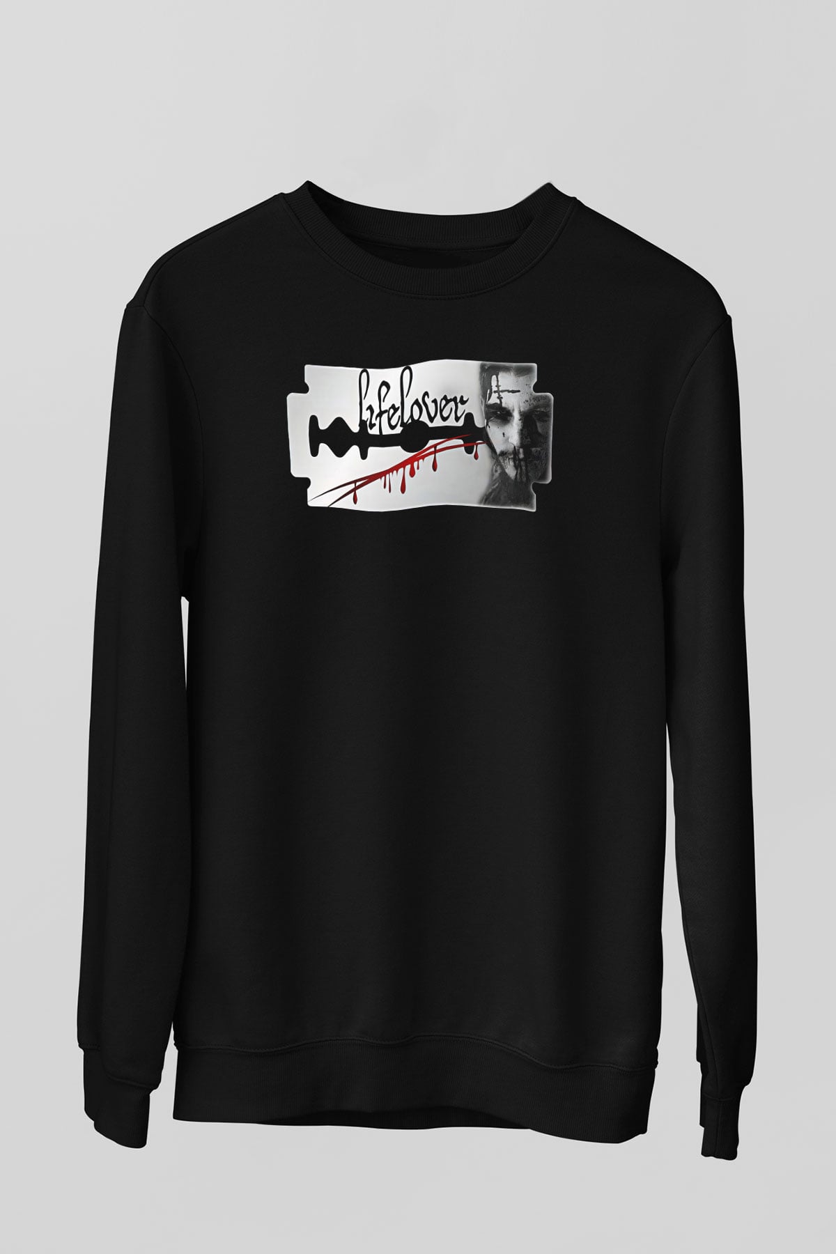 Lifelover Baskılı Unisex Siyah Sweatshirt