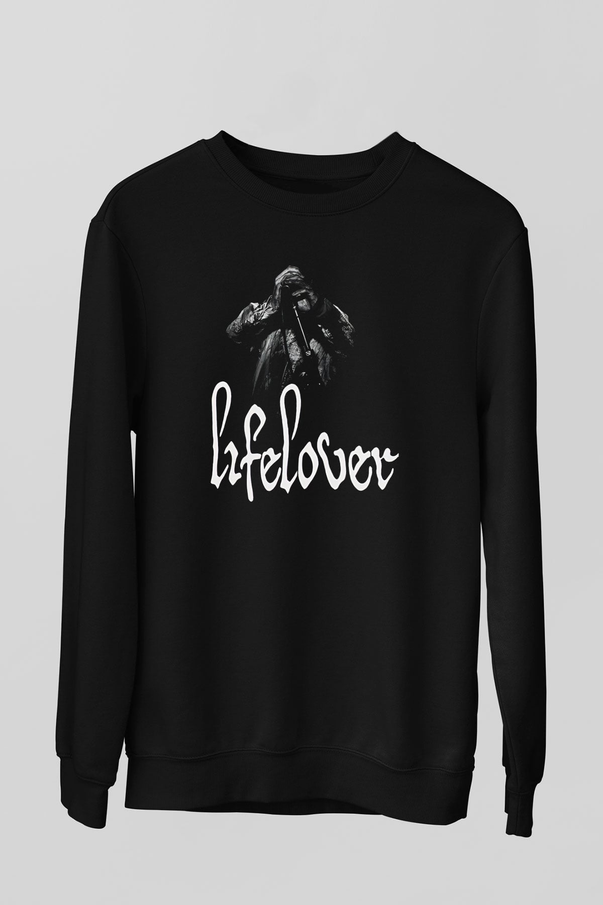 Lifelover Baskılı Unisex Siyah Sweatshirt