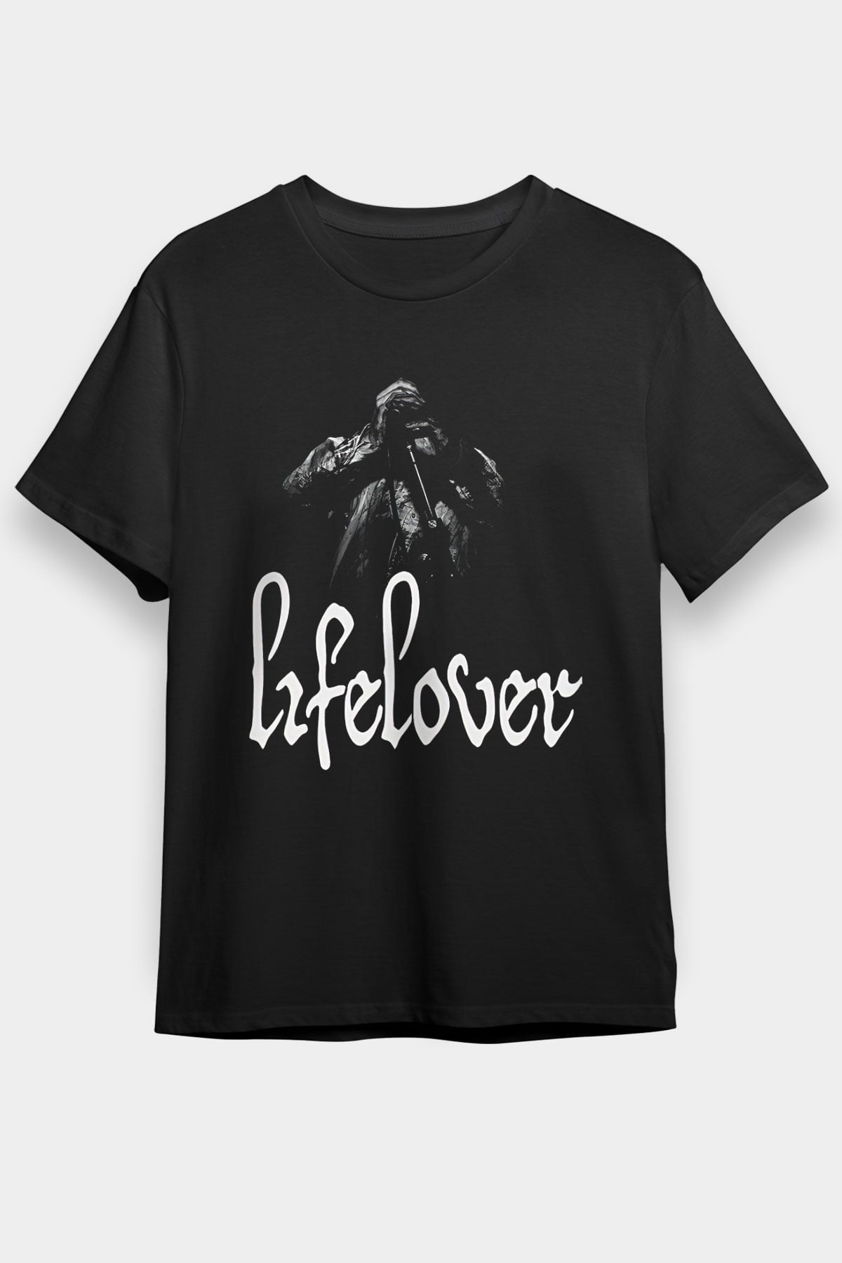 Lifelover Baskılı Unisex Siyah Tişört - Tshirt