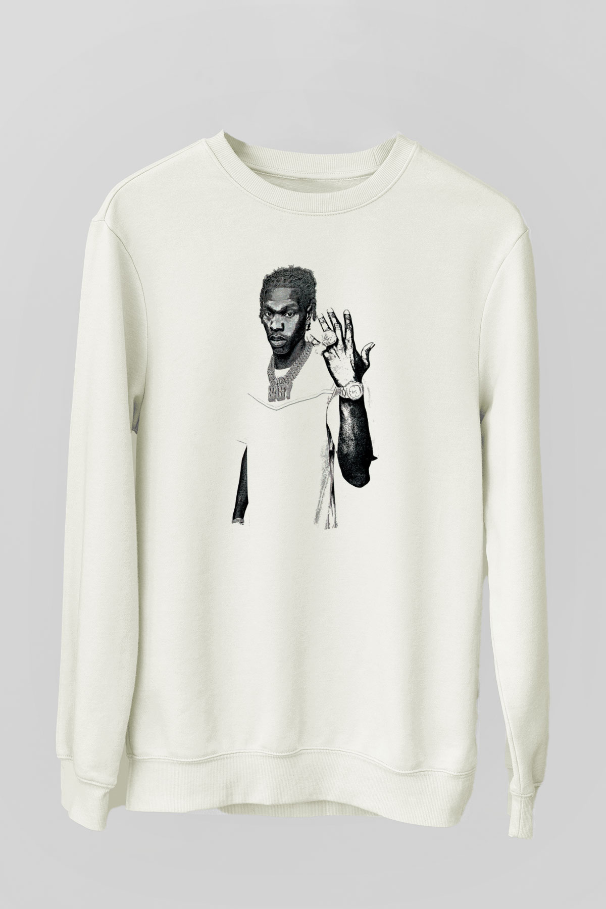 Lil Baby Baskılı Beyaz Unisex Sweatshirt