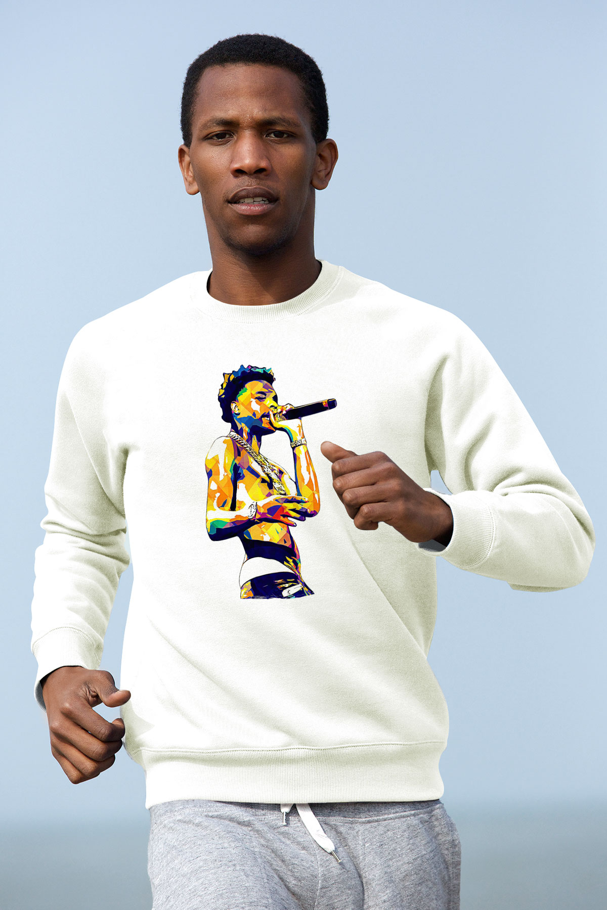Lil Baby Baskılı Beyaz Unisex Sweatshirt