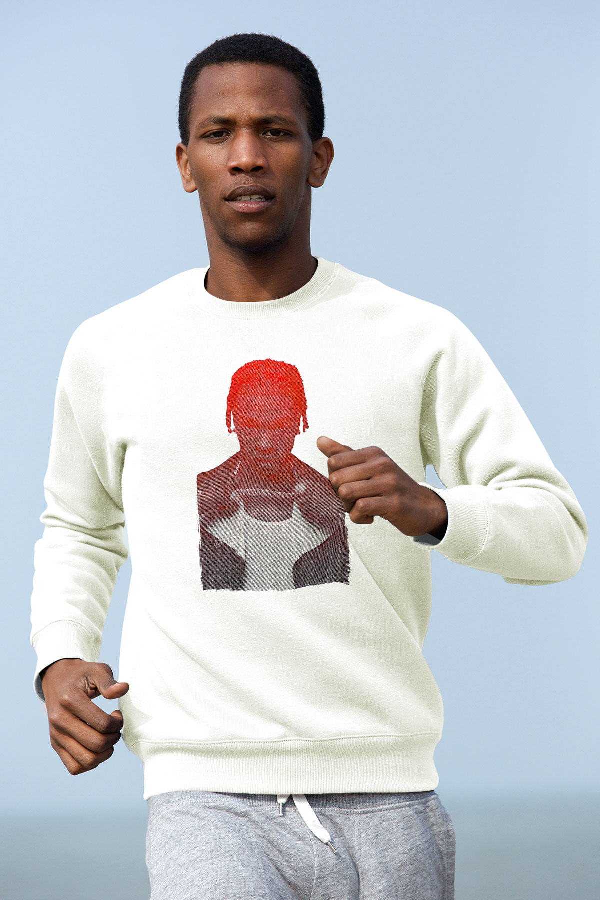 Lil Baby Baskılı Beyaz Unisex Sweatshirt