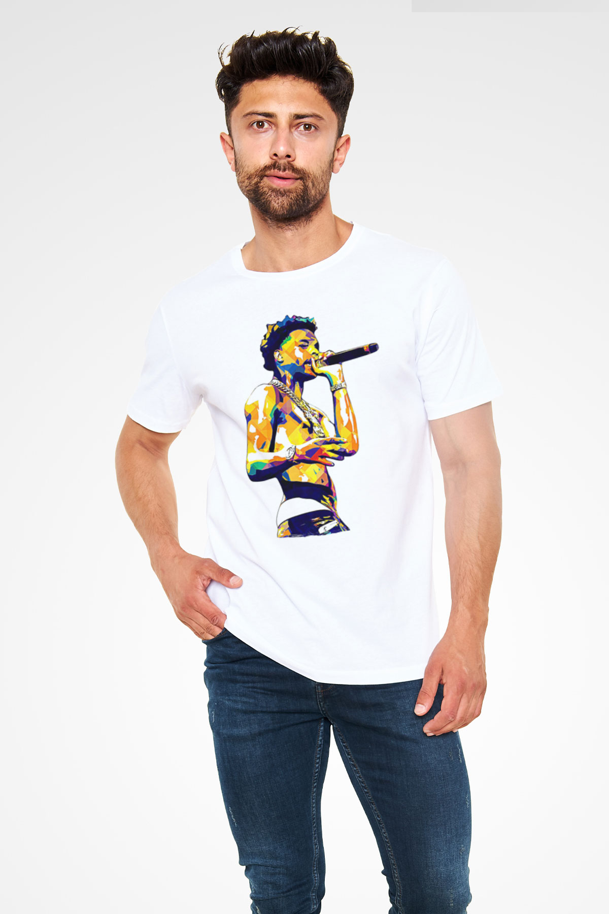 Lil Baby Baskılı Unisex Beyaz Tişört - Tshirt