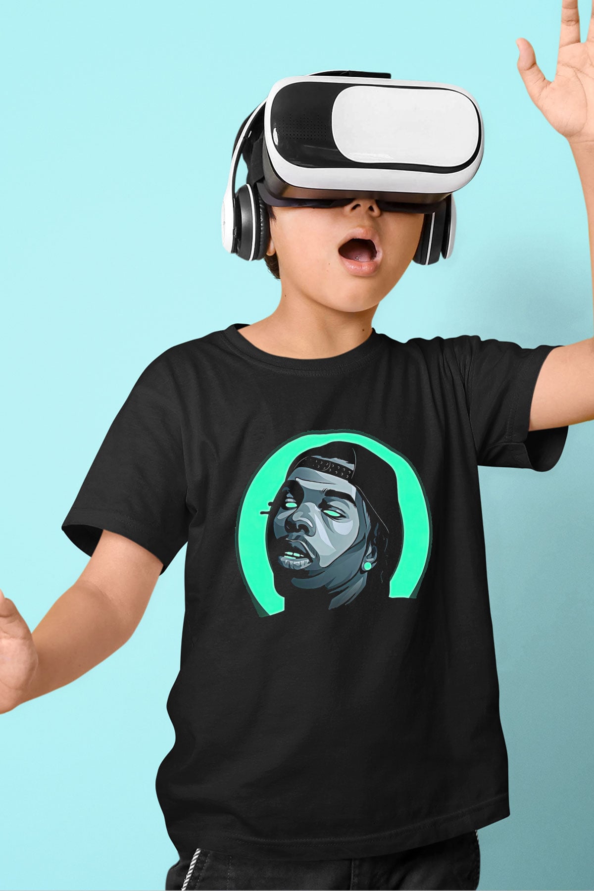 Lil Baby Baskılı Unisex Siyah Çocuk Tişört - Tshirt