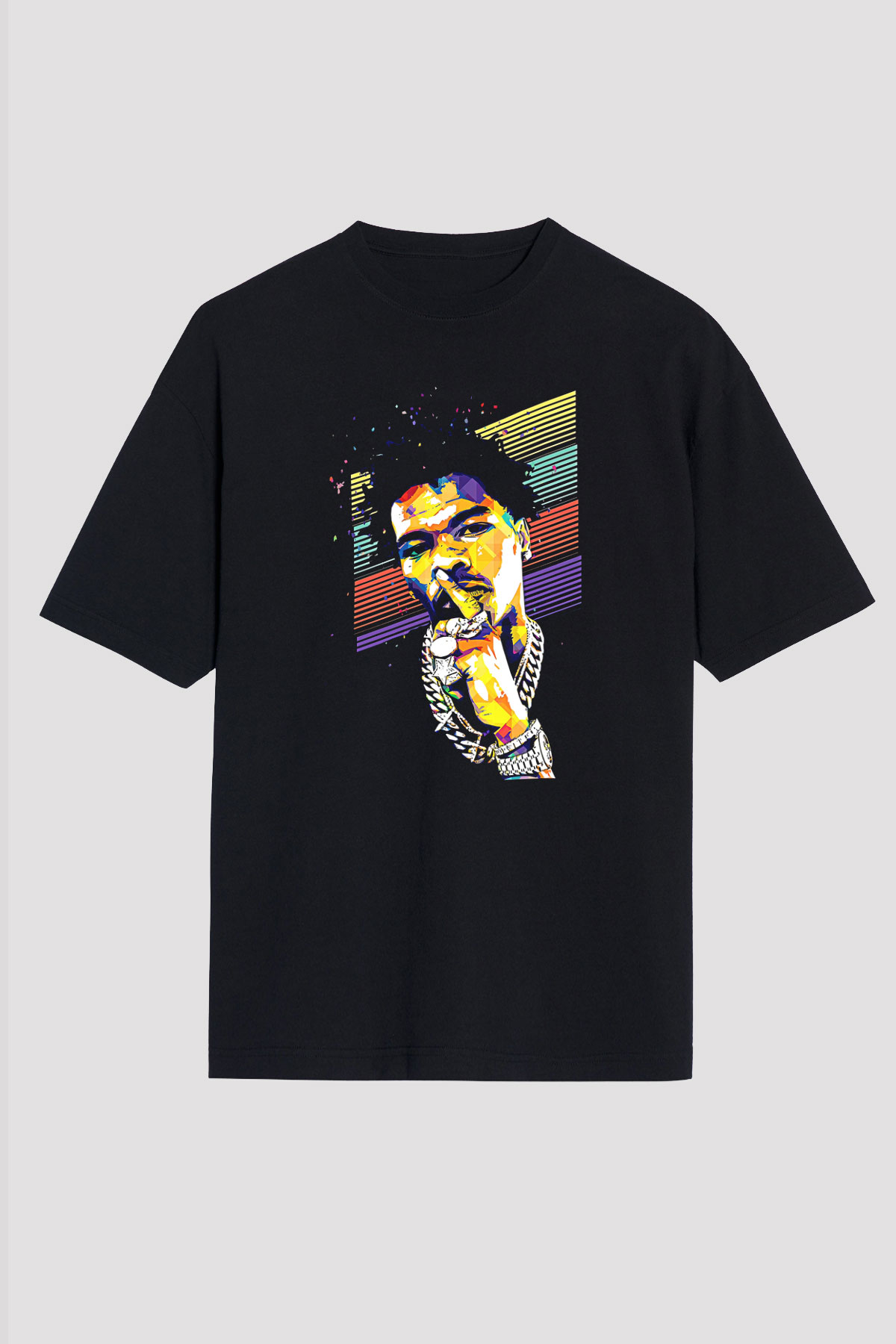 Lil Baby Baskılı Unisex Siyah Oversize Tişört - Tshirt