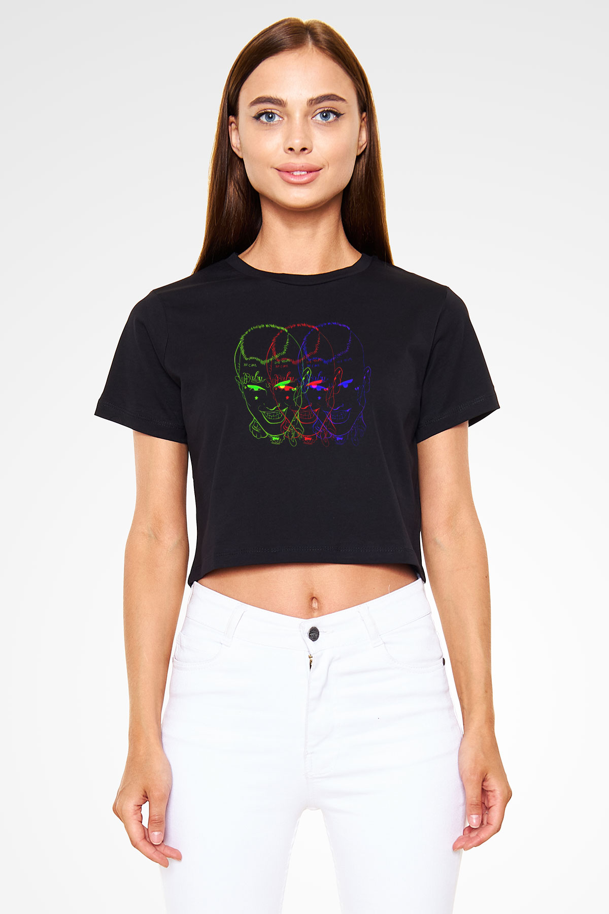 Lil Peep Baskılı Siyah Crop Top Kadın Tişört - Tshirt
