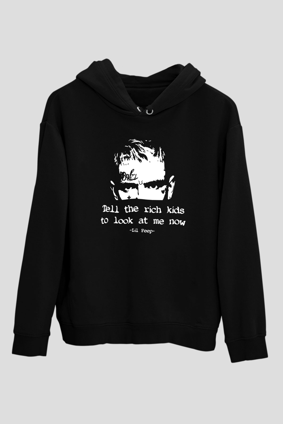 Lil Peep Baskılı Unisex Siyah Hoodie