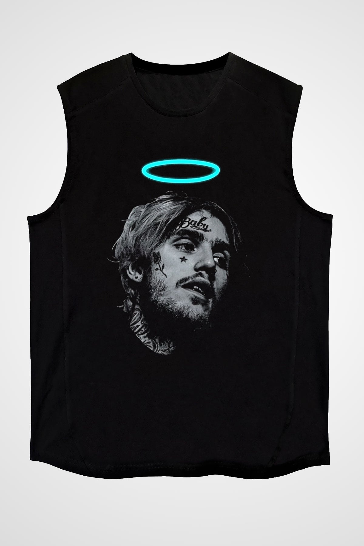 Lil Peep Baskılı Unisex Siyah Kolsuz Tişört - Tshirt