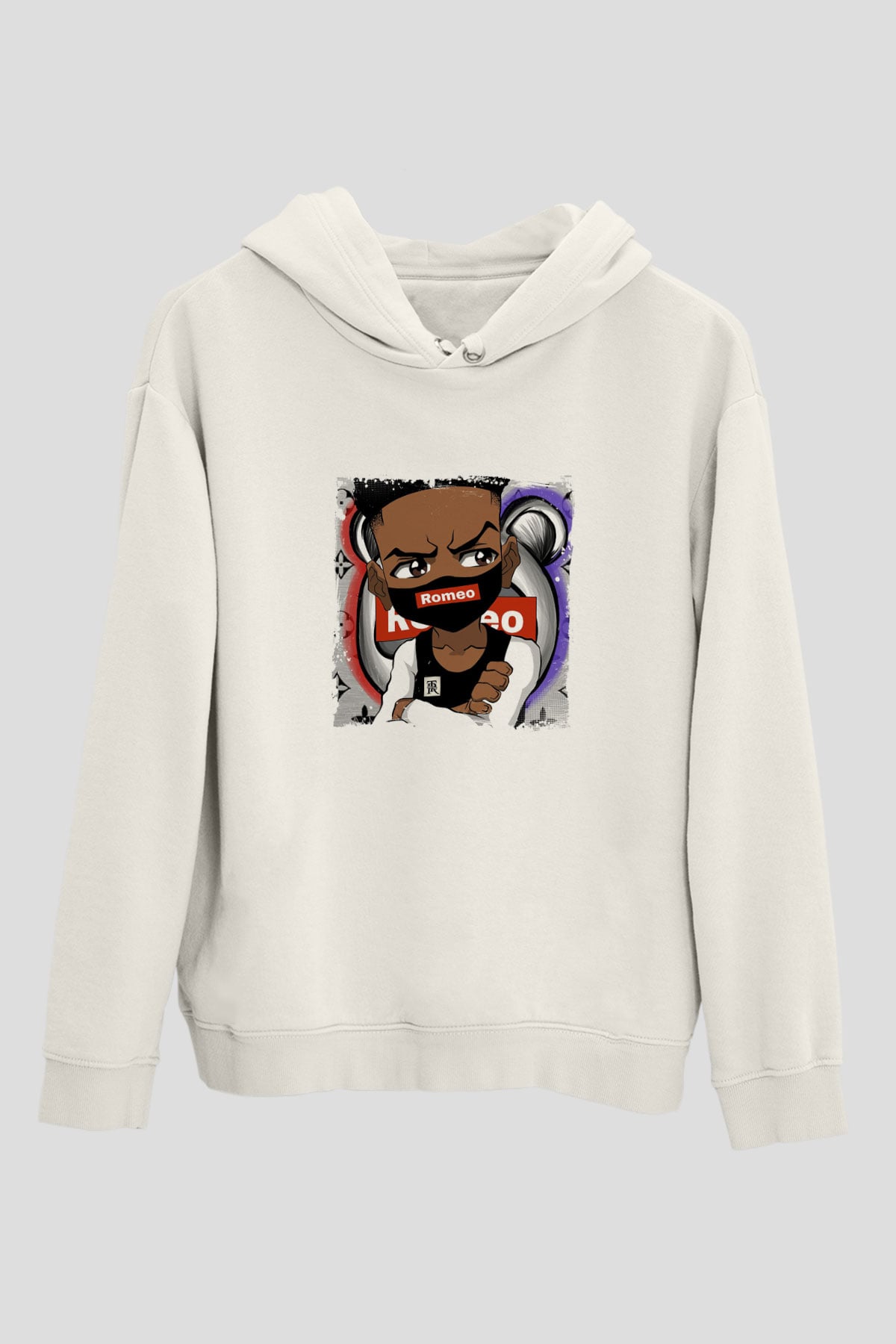 Lil Romeo Baskılı Unisex Beyaz Kapüşonlu Sweatshirt
