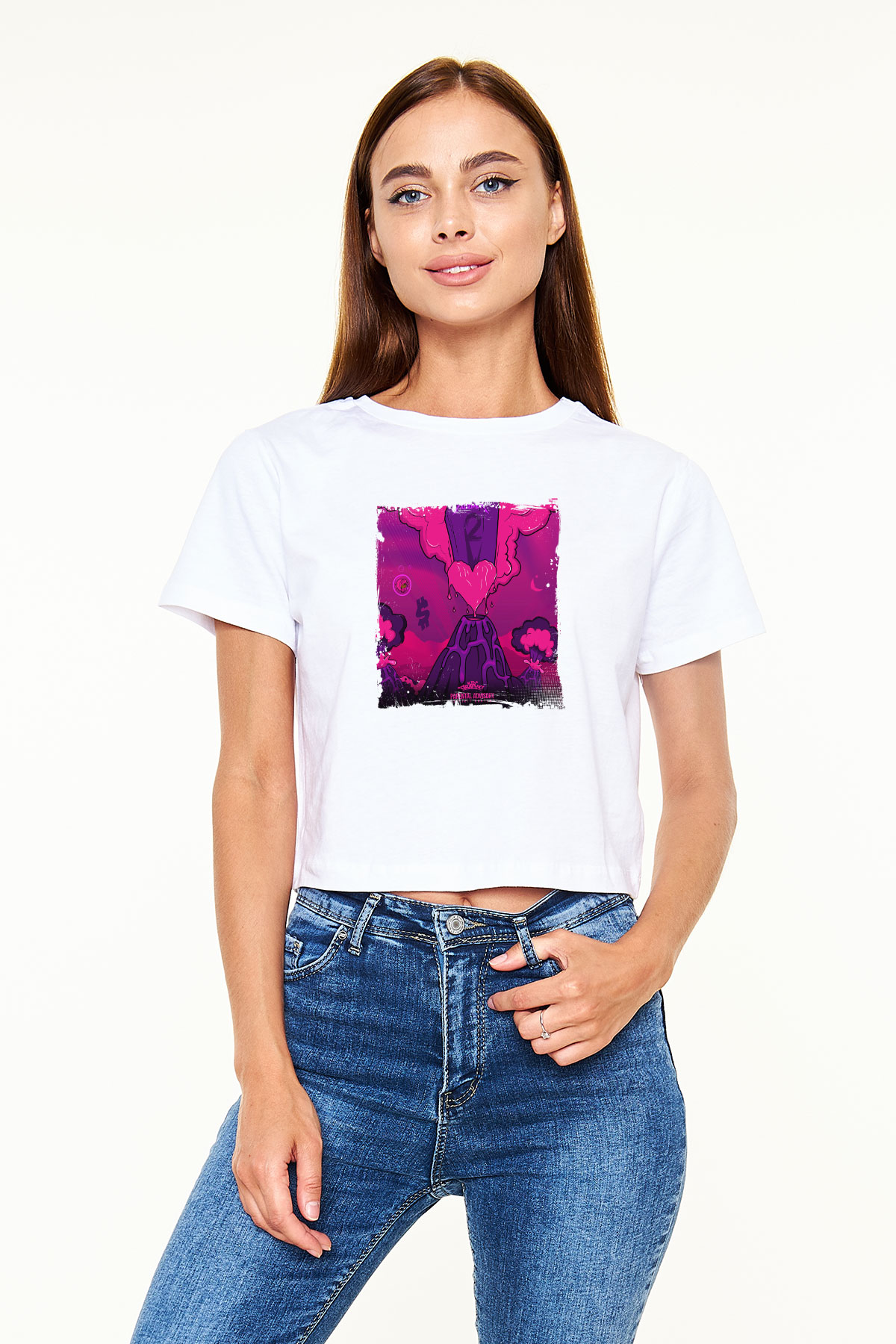 Lil Uzi Vert Baskılı Beyaz Kadın Crop Top Tişört