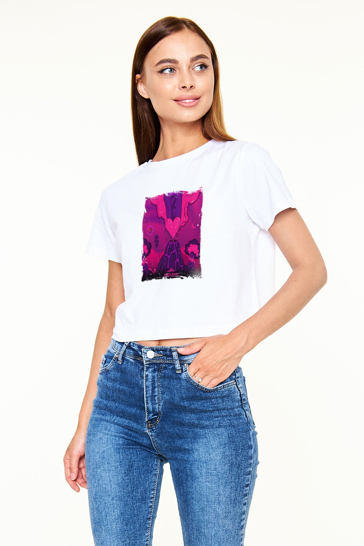 Lil Uzi Vert Baskılı Beyaz Kadın Crop Top Tişört