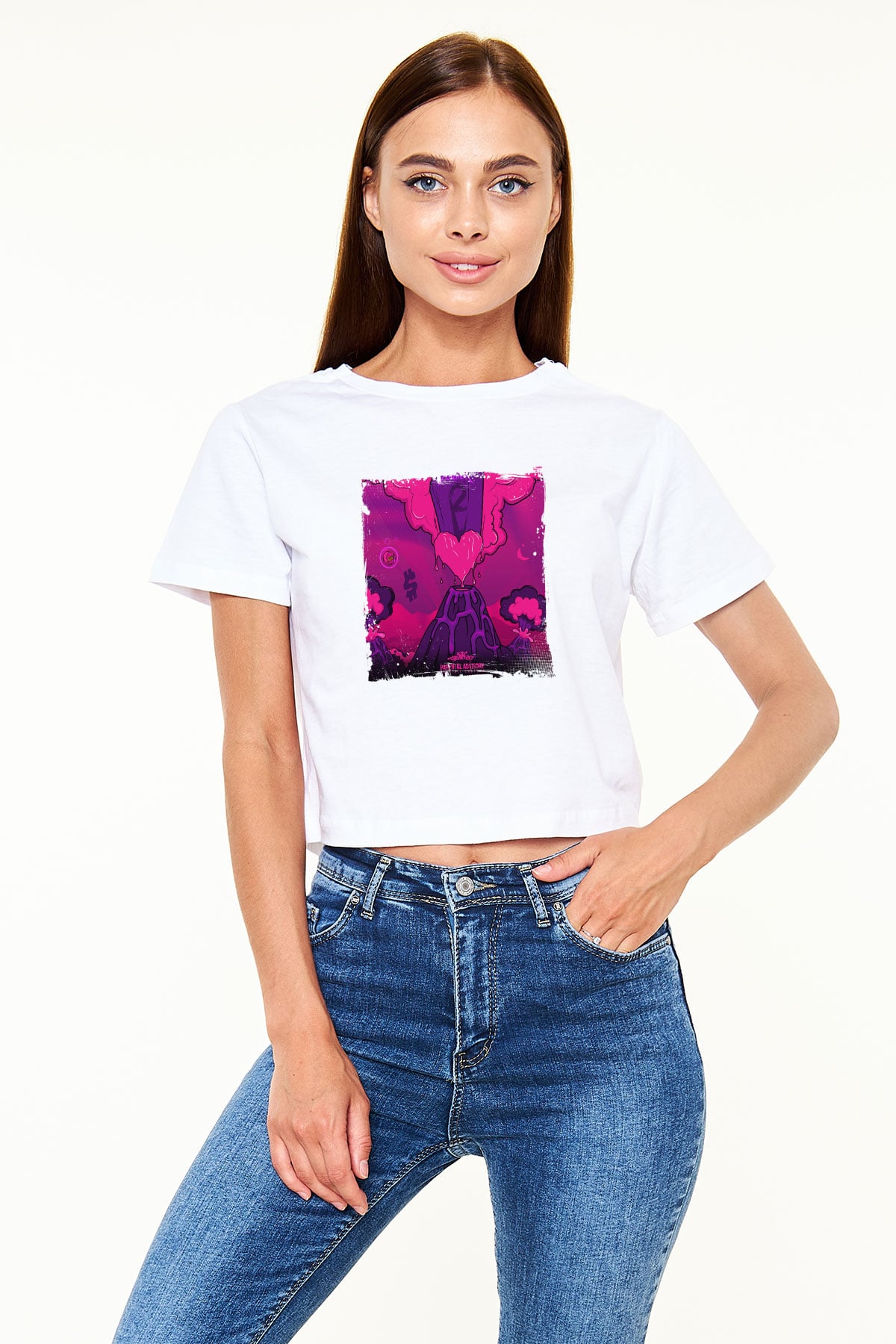 Lil Uzi Vert Baskılı Beyaz Kadın Crop Top Tişört