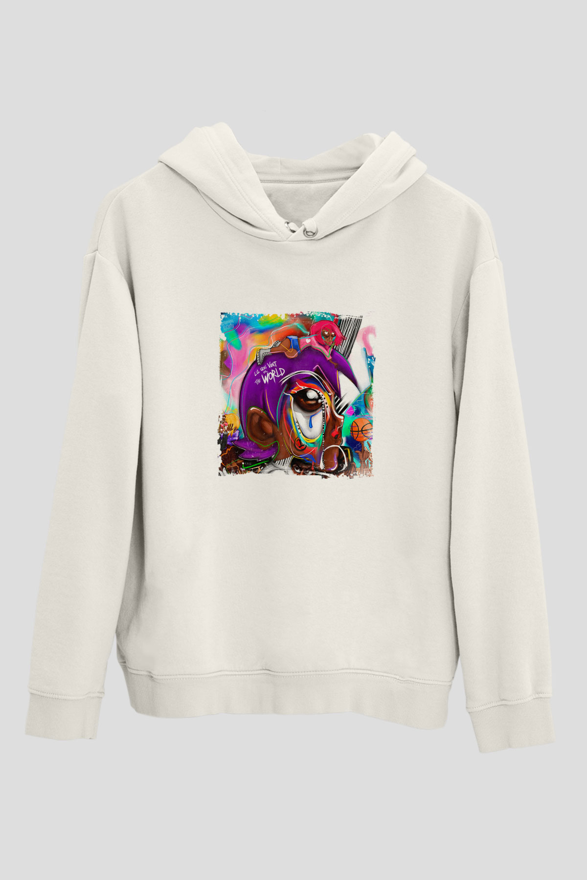 Lil Uzi Vert Baskılı Unisex Beyaz Kapüşonlu Sweatshirt