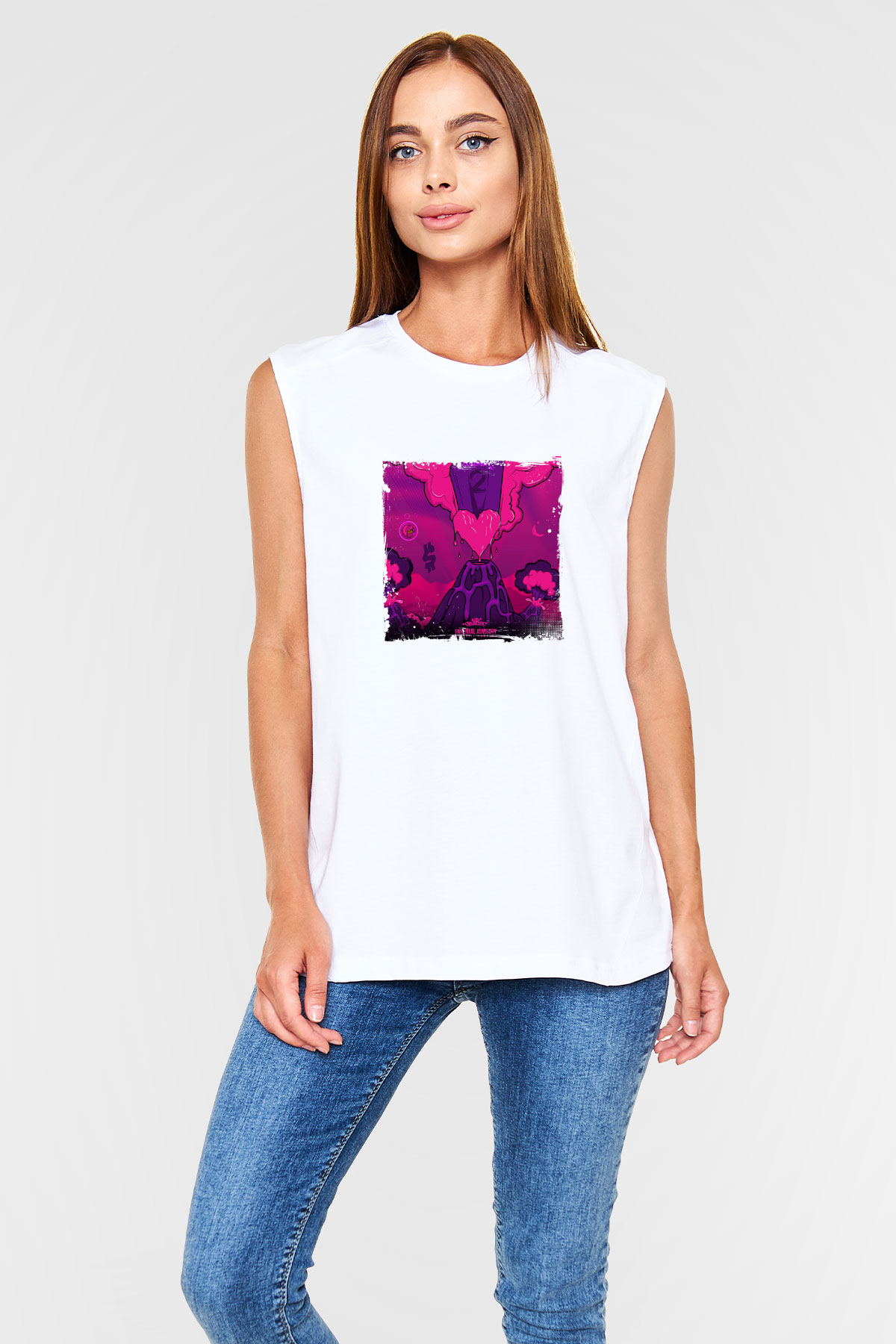 Lil Uzi Vert Baskılı Unisex Beyaz Kolsuz Tişört