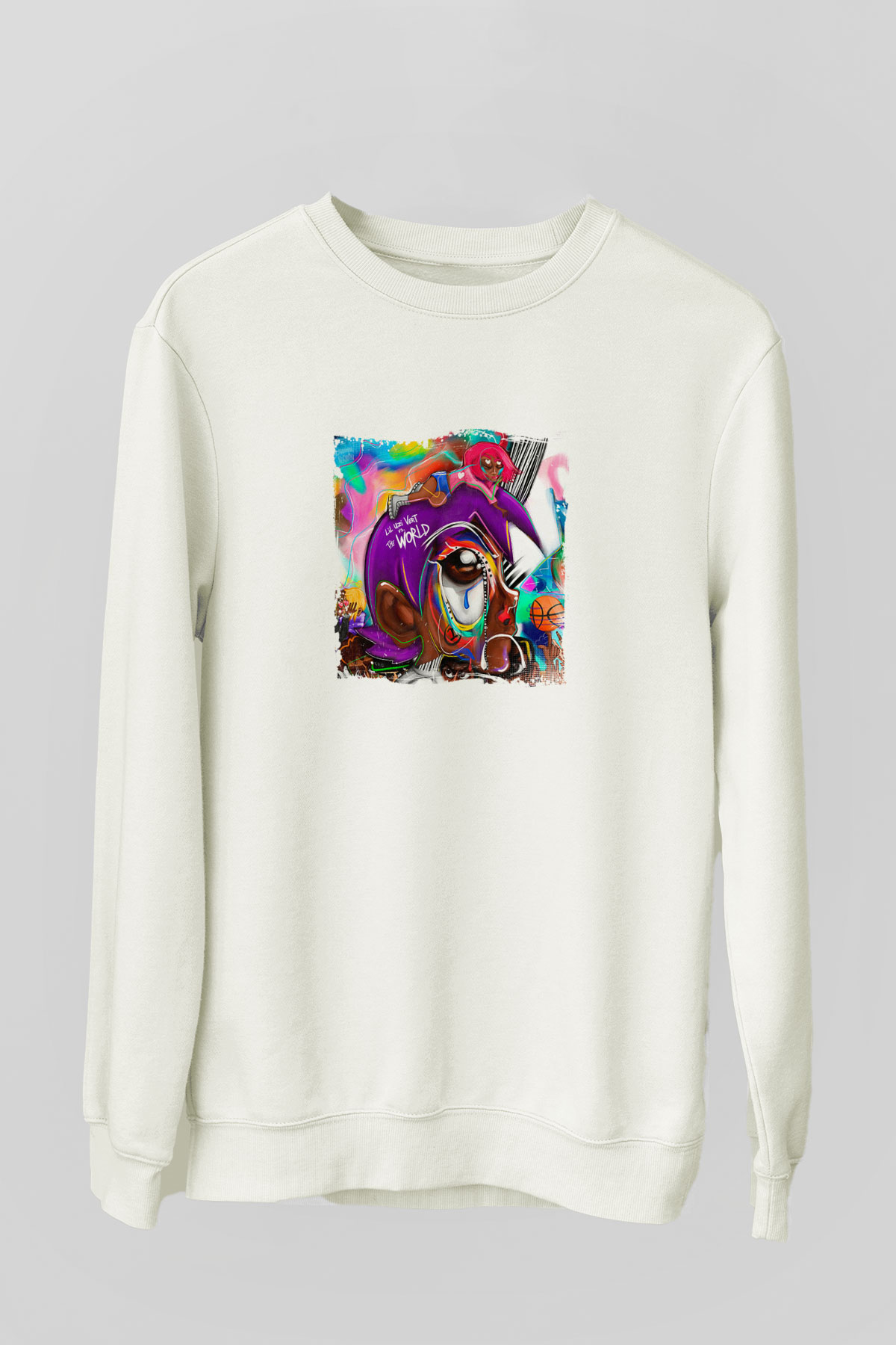 Lil Uzi Vert Baskılı Unisex Beyaz Sweatshirt