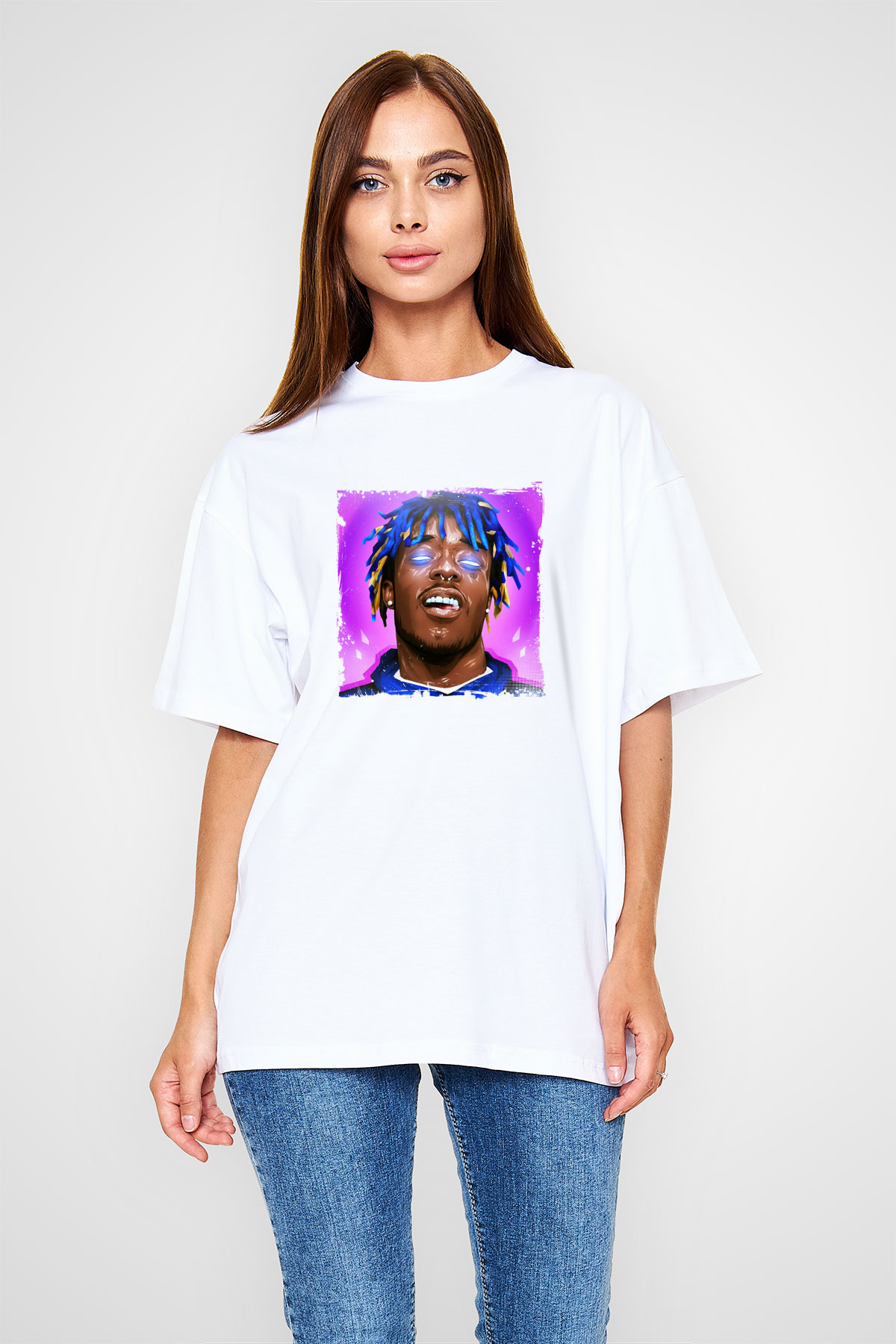 Lil Uzi Vert Baskılı Oversize Beyaz Tişört