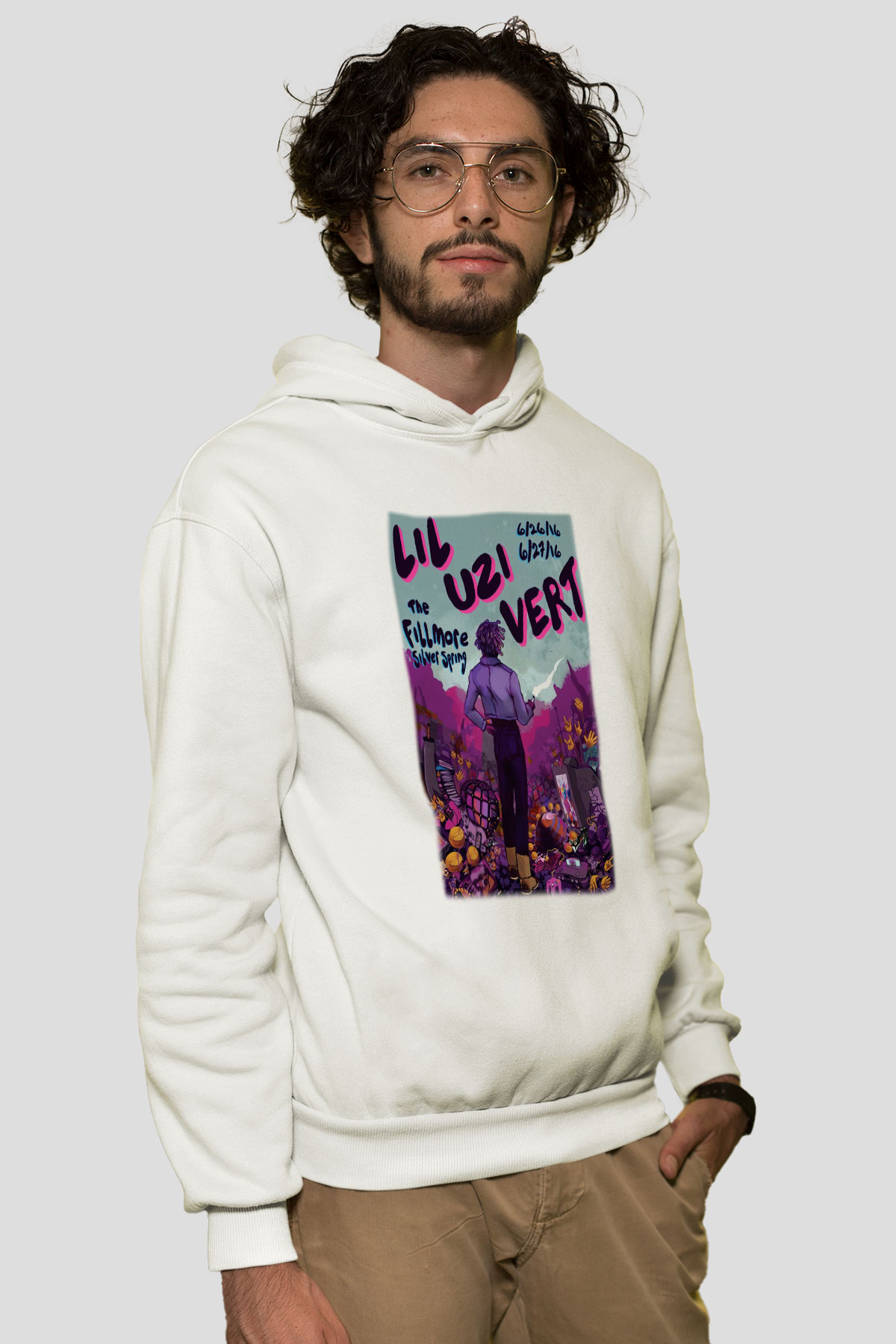 Lil Uzi Vert Beyaz Unisex Kapşonlu Sweatshirt