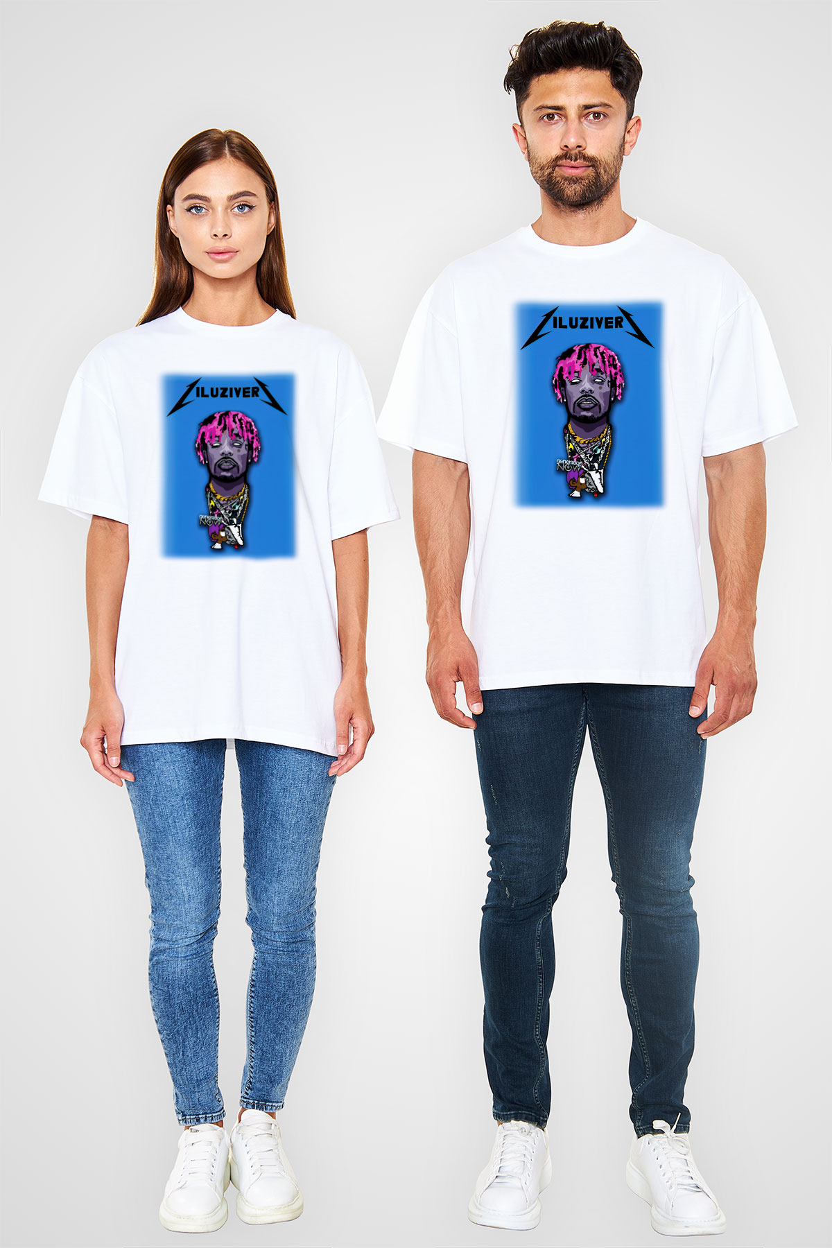 Lil Uzi Vert Beyaz Unisex Oversize Tişört T-Shirt