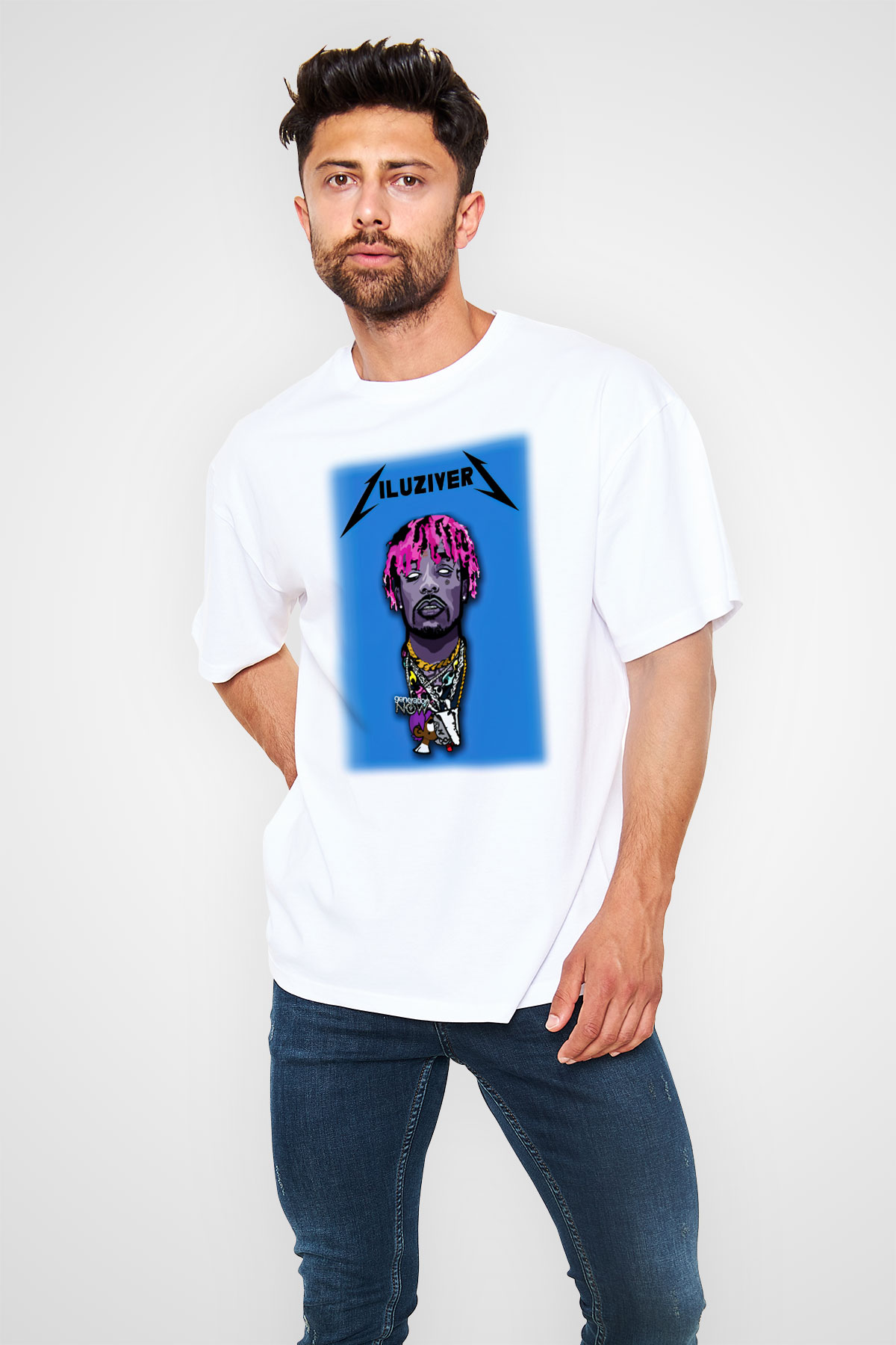 Lil Uzi Vert Beyaz Unisex Oversize Tişört T-Shirt