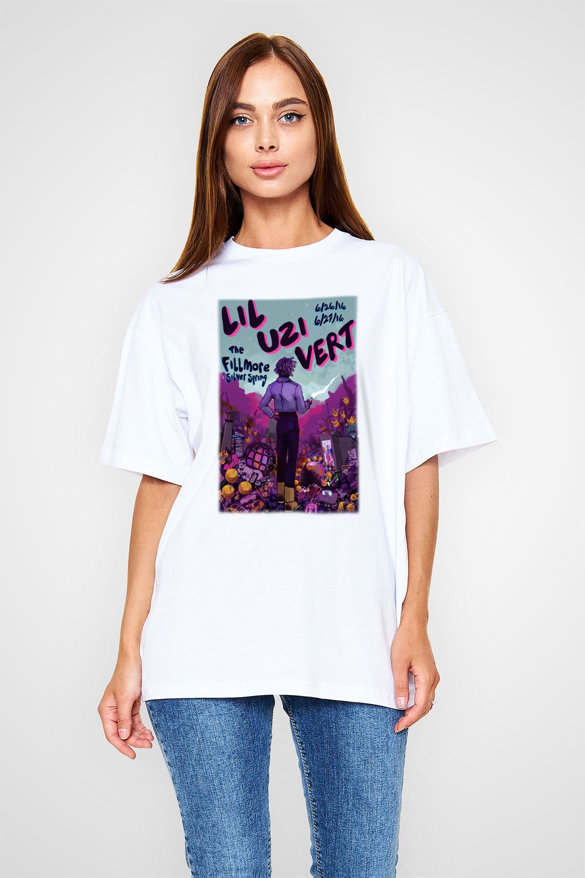 Lil Uzi Vert Beyaz Unisex Oversize Tişört T-Shirt